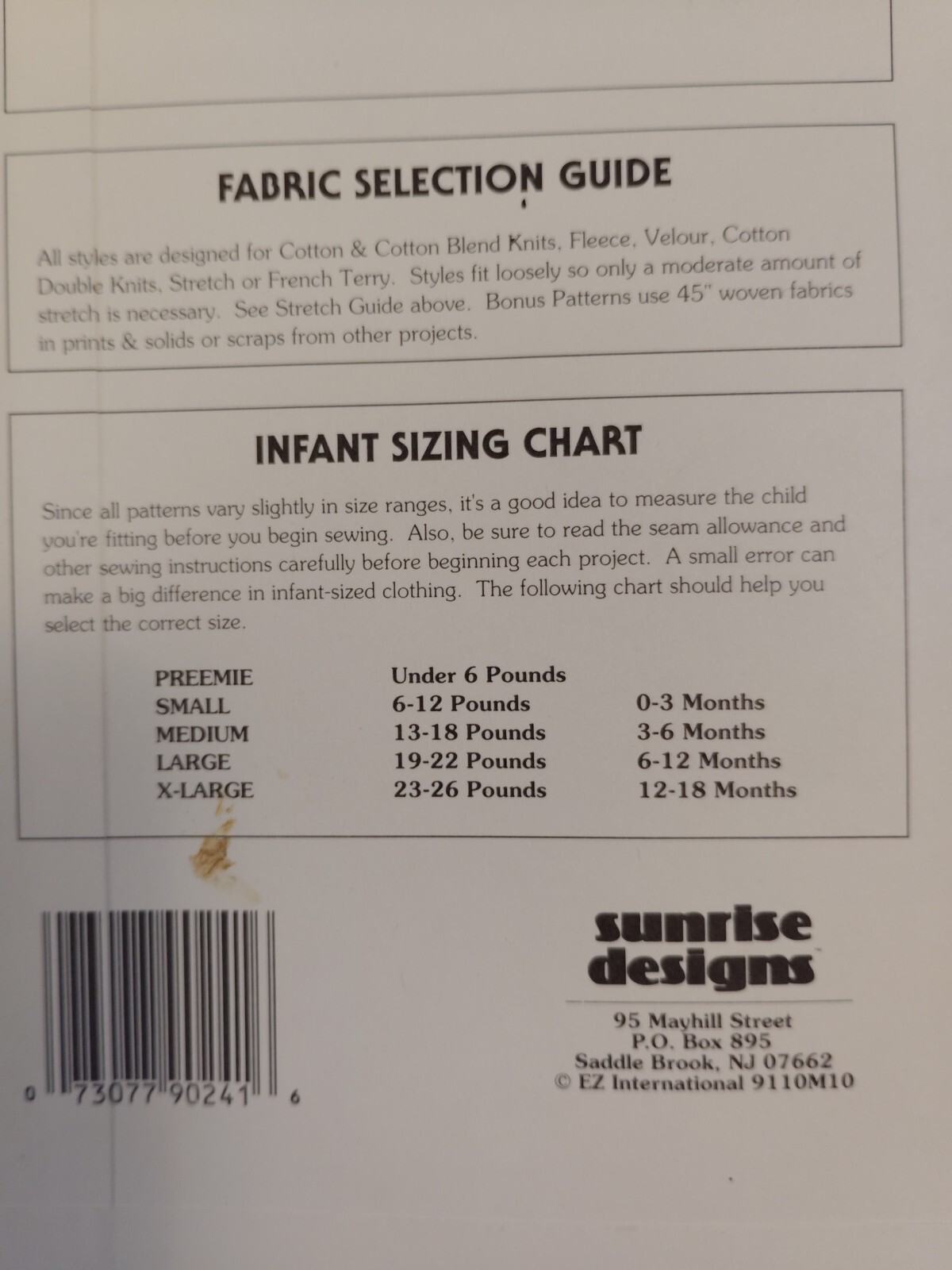 Romper Jumper Preemie – 18M NO JACKET Sunrise Designs 241 Sewing Pattern CUT