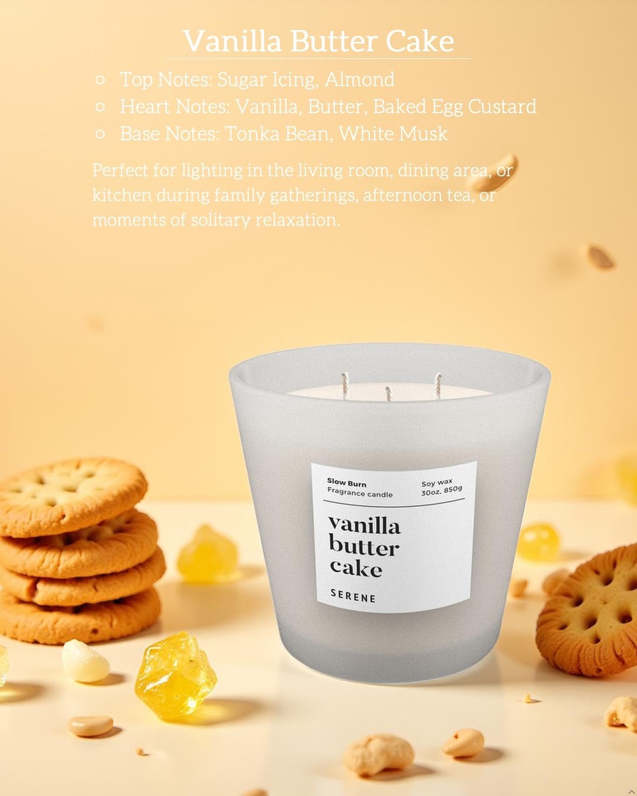 Candles for Home Scented, Big Candles Vanilla Butter Cake Scented, 30oz Natur…