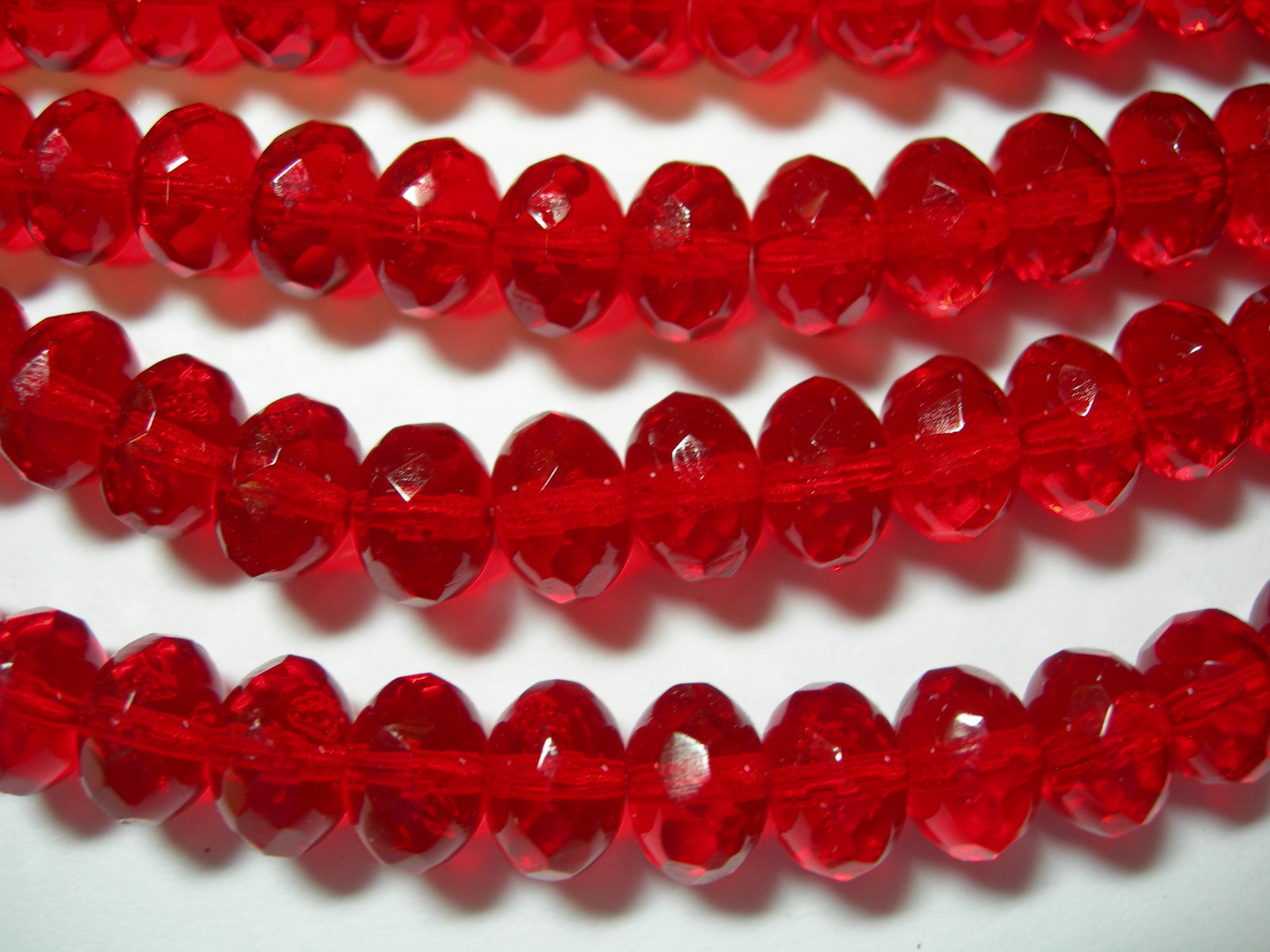 25 Ruby Red Czech Glass Rondelle Beads 8x6mm