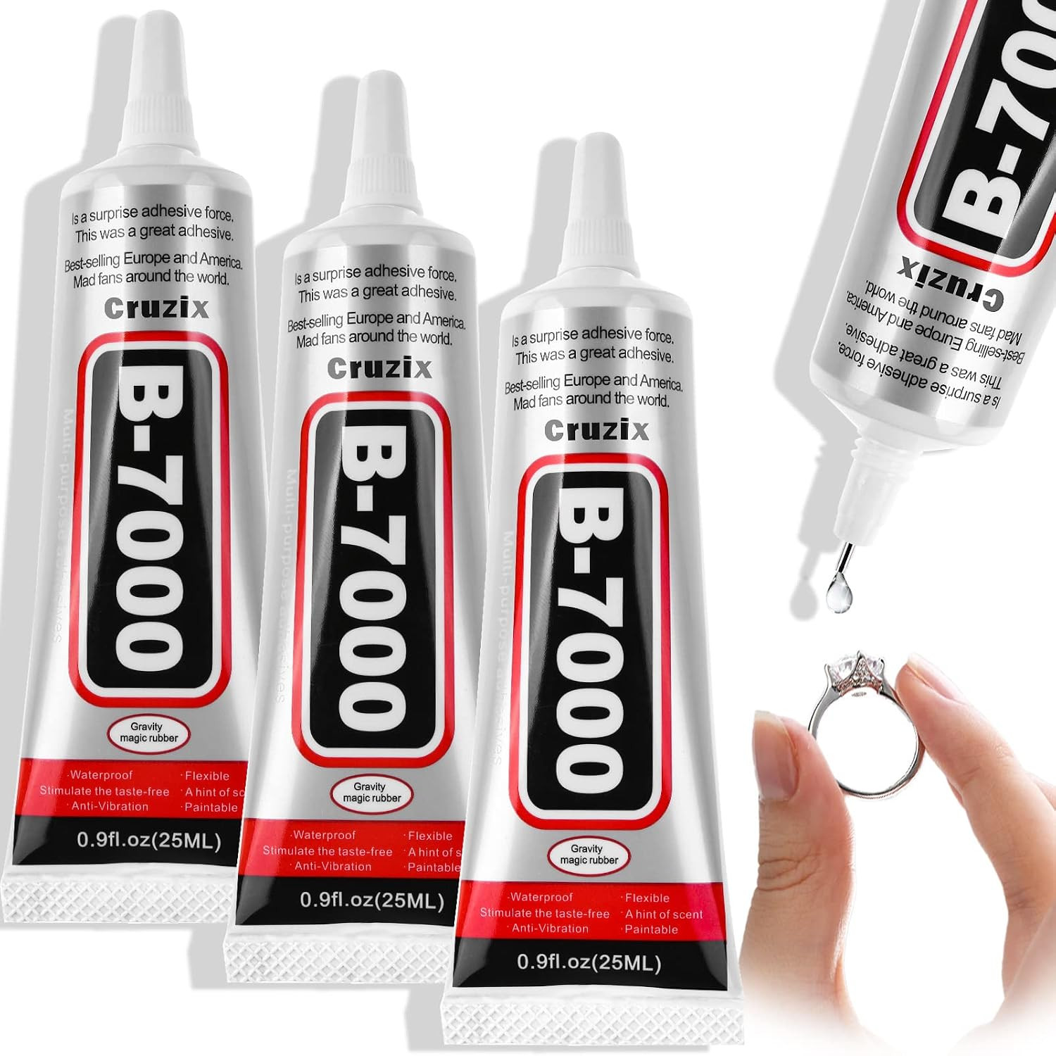 B-7000 Glue Clear for Rhinestone Crafts, Jewelry and Bead Adhesive B7000 Semi Fl