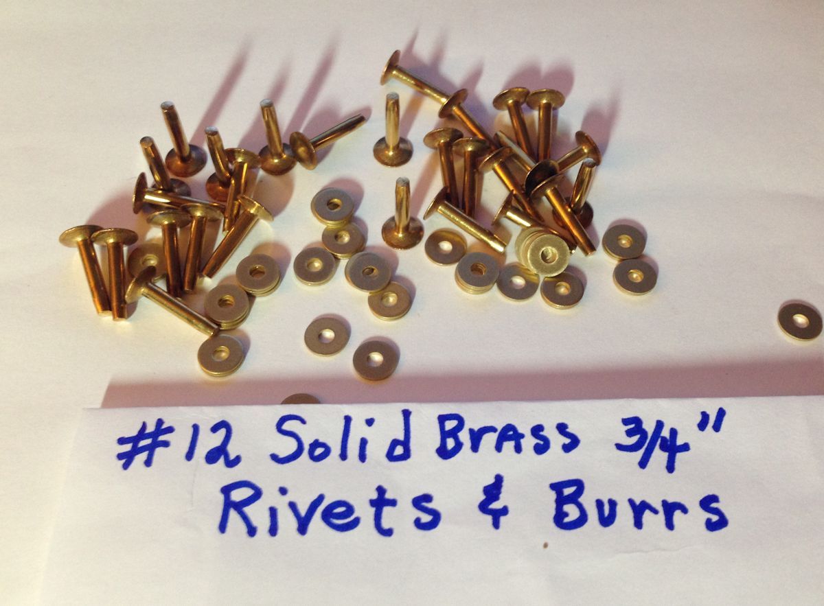 SIZE #12 SOLID BRASS RIVETS & BURRS/WASHERS 3/4″ Long_Pack of 12 Sets U.S SELLER
