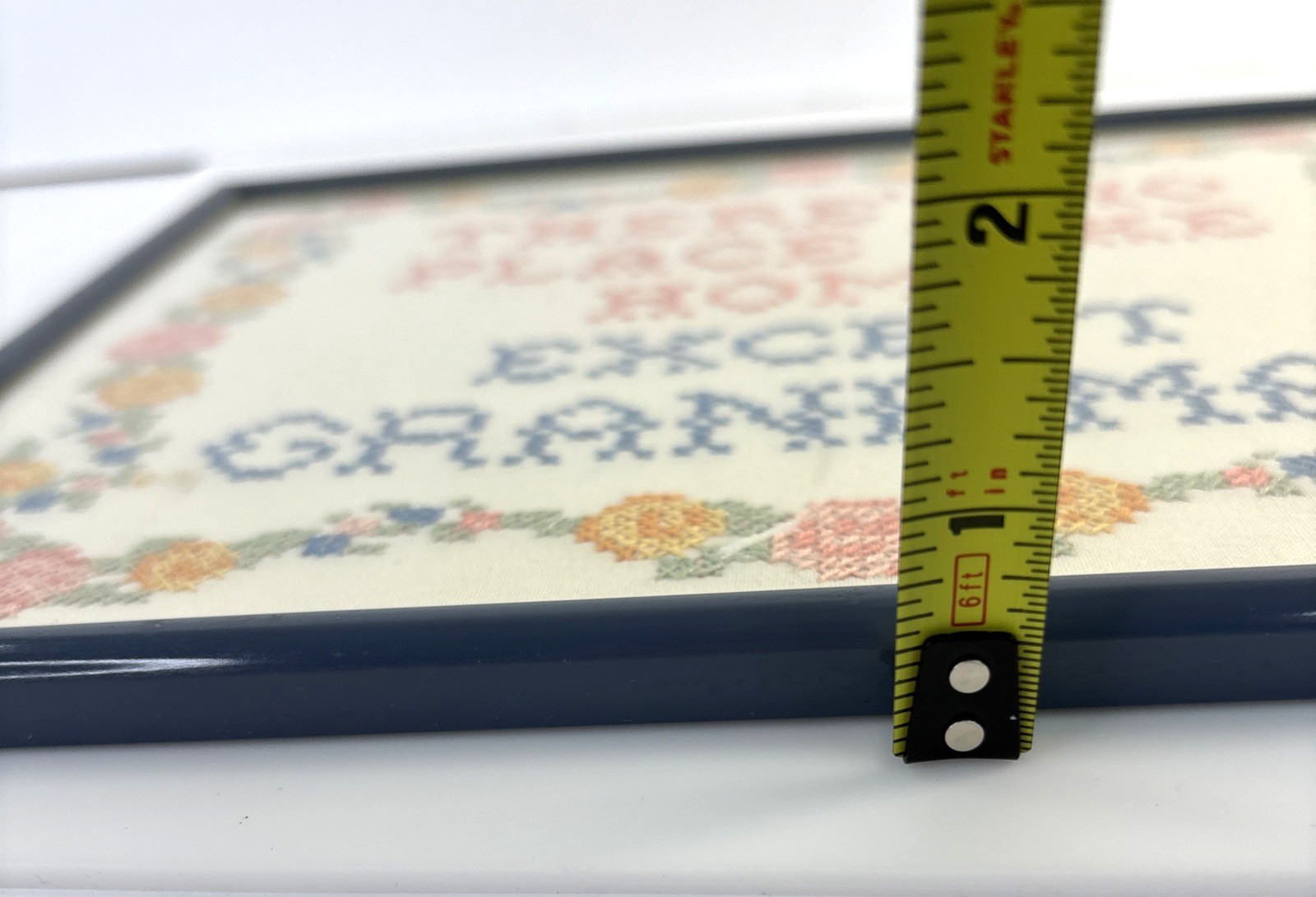 Vintage There’s No Place Like Grandmas Home Finished Framed Cross Stitch As Is
