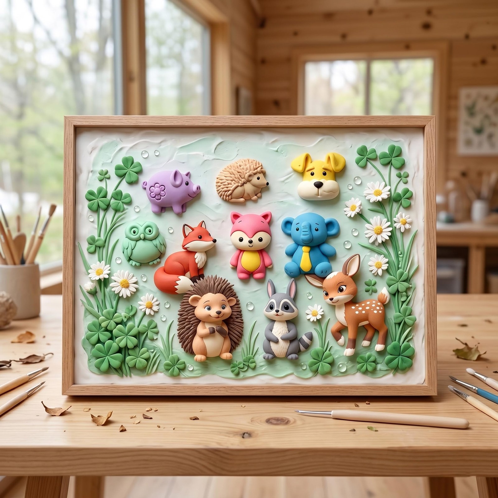 Animal Polymer Clay Mold Hedgehog Deer Bear Pig Squirrel Fox Owl Koala Silicone