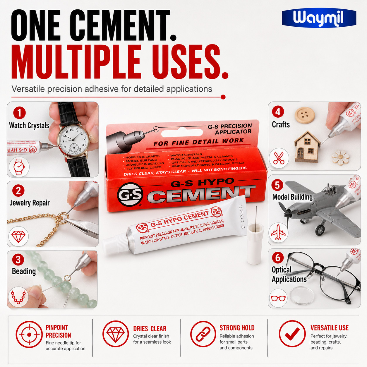 GS Crystal Cement Paste 1/3 fl oz – Watch Crystal & Jewelry Repair – Made in USA