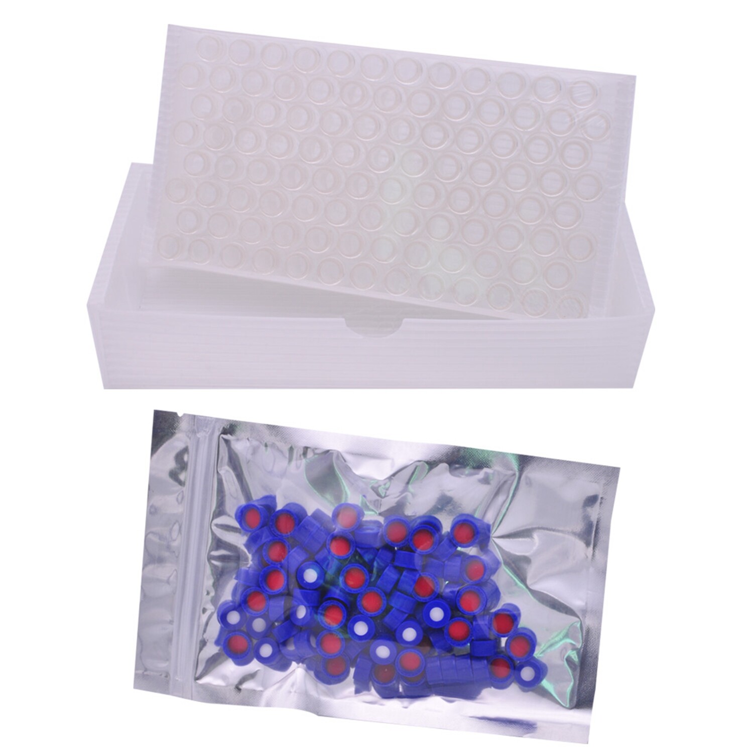 100Pcs 2ml Glass Vials Bottles Clear Containers w/ lids and septa for GC/MS/GPC