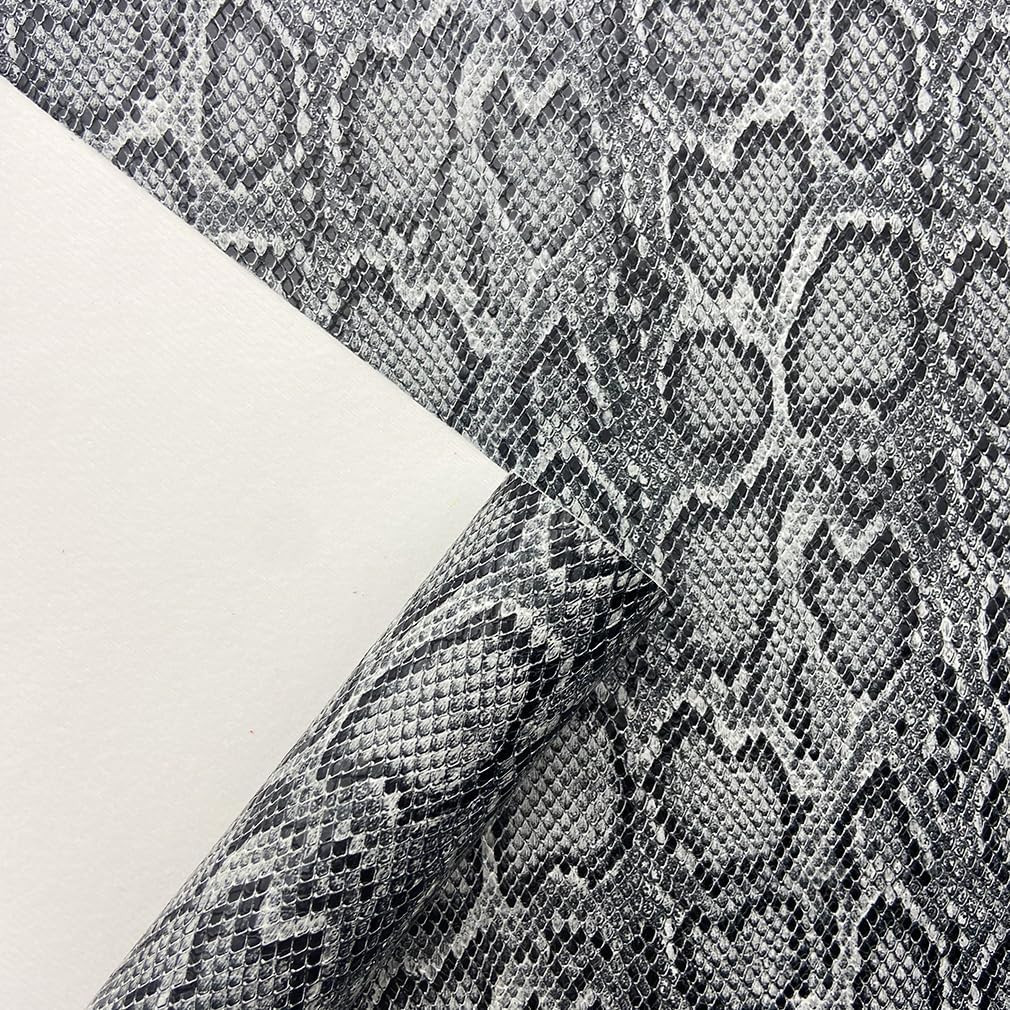 12″X54″ Snake Patterned PU Faux Leather,Embossed Snake Textured Faux Synthetic L