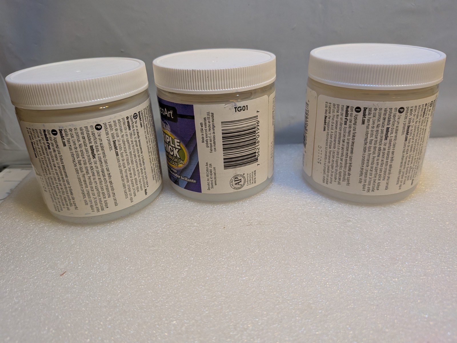 DecoArt Triple Thick Brilliant Brush-On Gloss Glaze-8oz Tub – Lot of 3