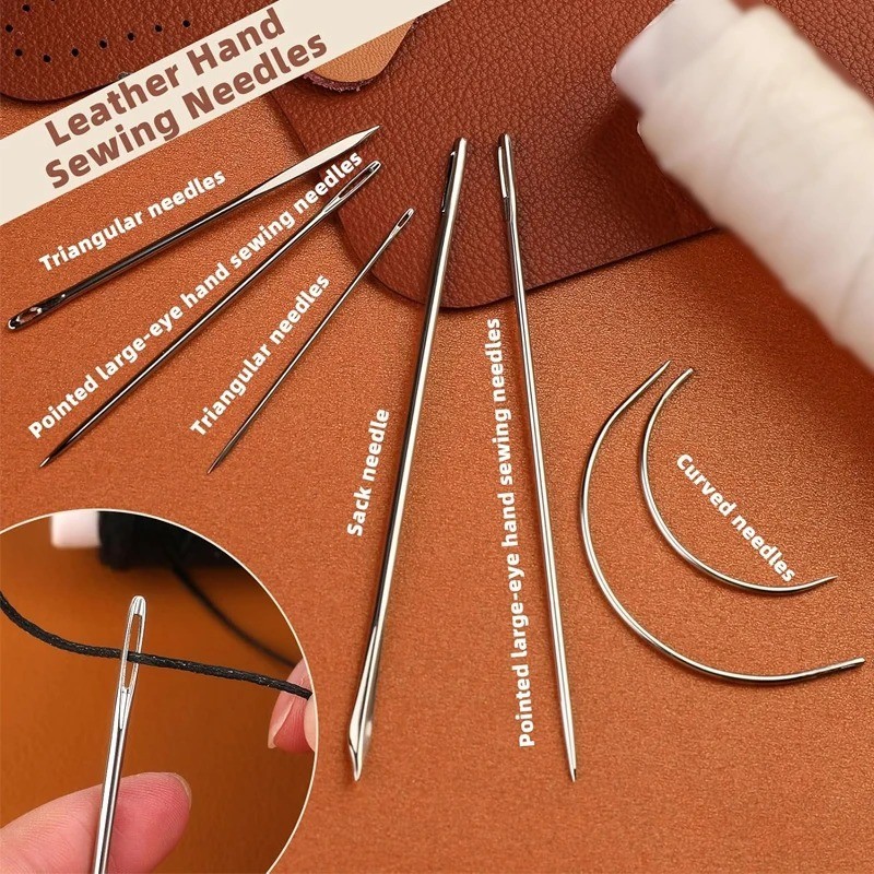 14PCS Heavy Duty Hand Sewing Needles Kit Leather Curved Needles DIY Repair