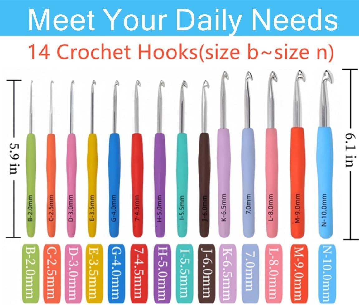 Crochet Hooks Set Clover Amour Steel Pastel 14 Pcs Ergonomic Easy Grip Bright