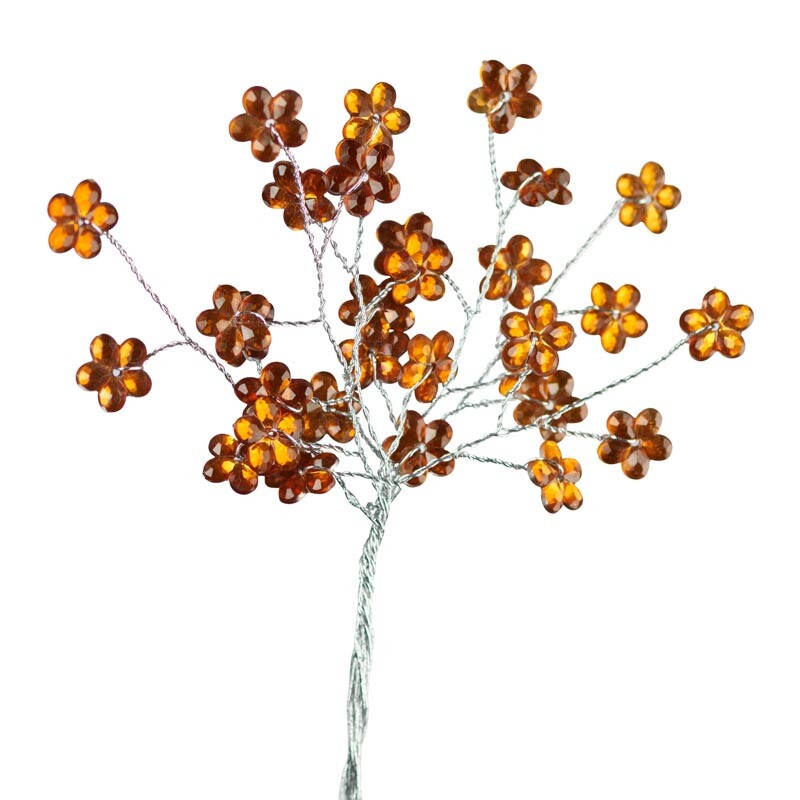 Package of 4 Copper Artificial Crystal Rhinestone Flower 6-3/4″ Sprays