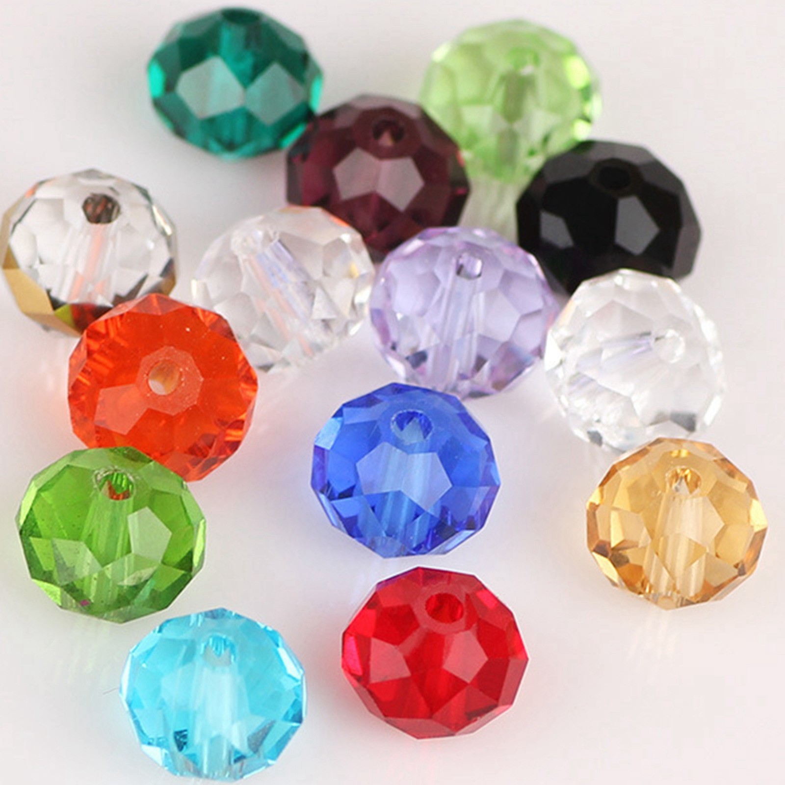 64pcs 8X10mm Faceted Rondelle Crystal Glass Loose Spacer Beads Jewelry Making