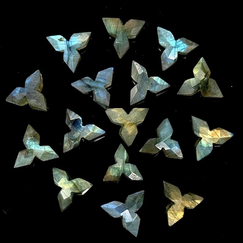 5Pcs Flashy Labradorite Ninja Star Carving Beads, Labradorite Ninja Star