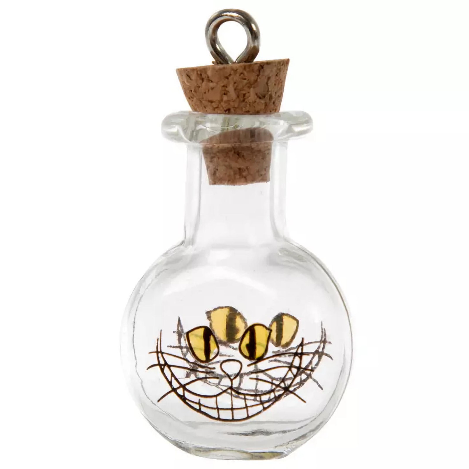 Bead Treasures FAIRY TALE CHESHIRE CAT BOTTLE CHARM Metal Glass Cork
