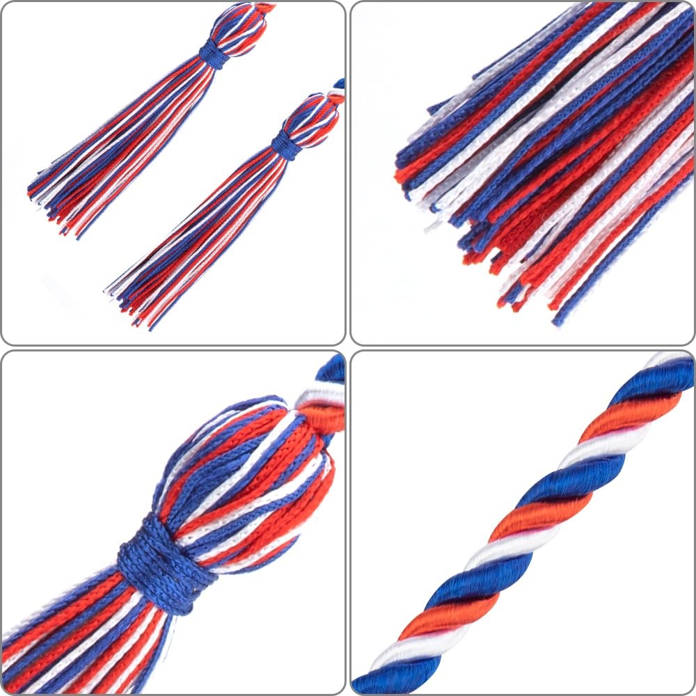 Blue Red White Graduation Cords with Tassel for 2025 Ceremony Students