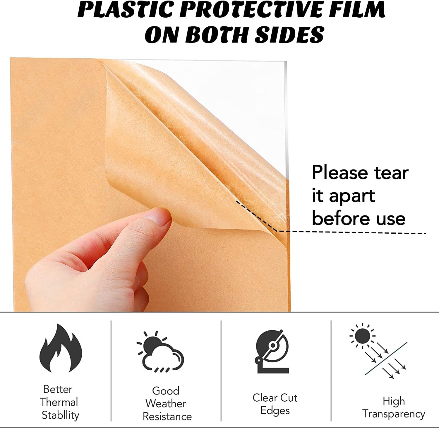 Lexan Polycarbonate 9034 Clear Plastic Unbreakable Film-Masked Replacement Sheet