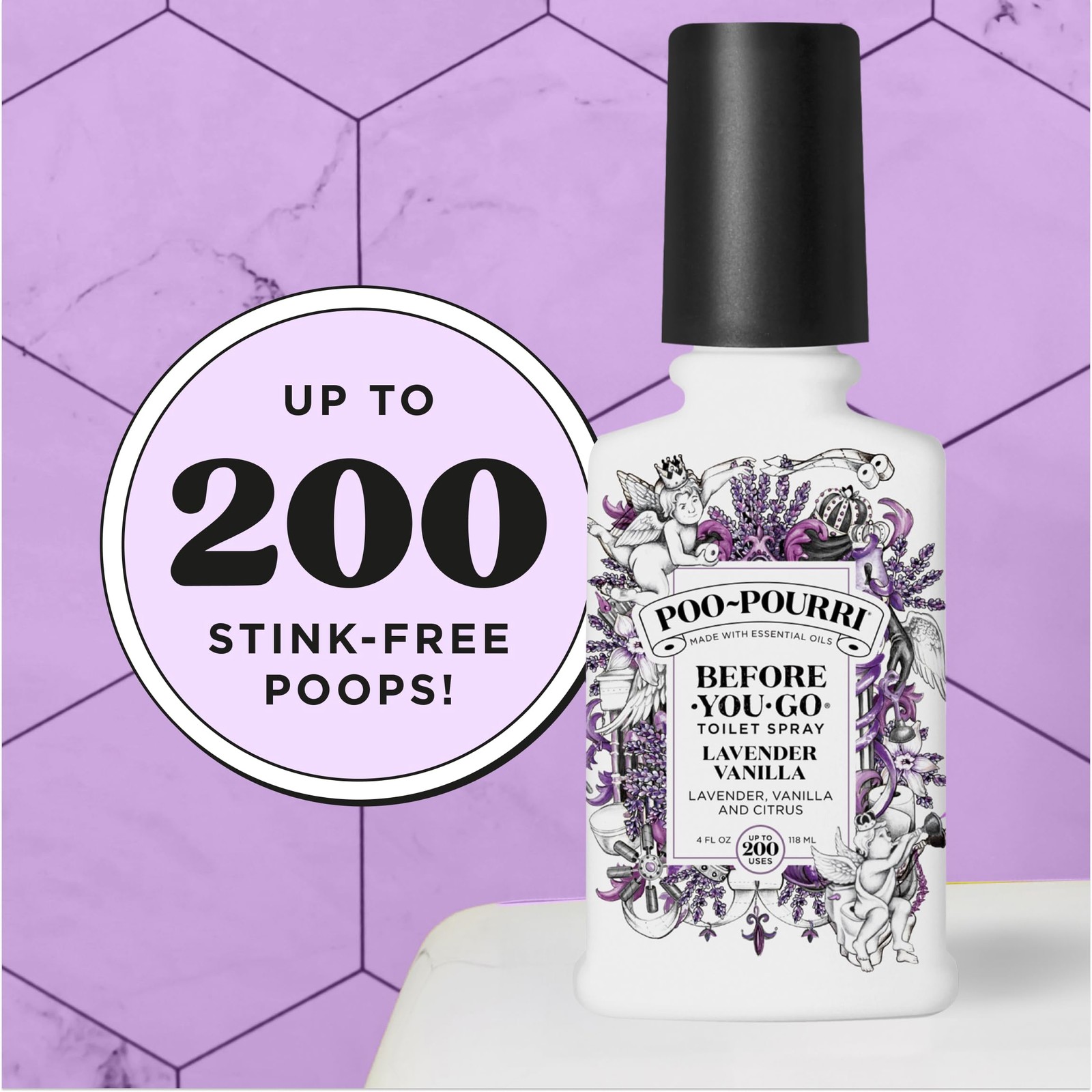 Poo-Pourri Before-You-Go Toilet Spray, 4 Fl Oz (Pack of 1), Lavender Vanilla