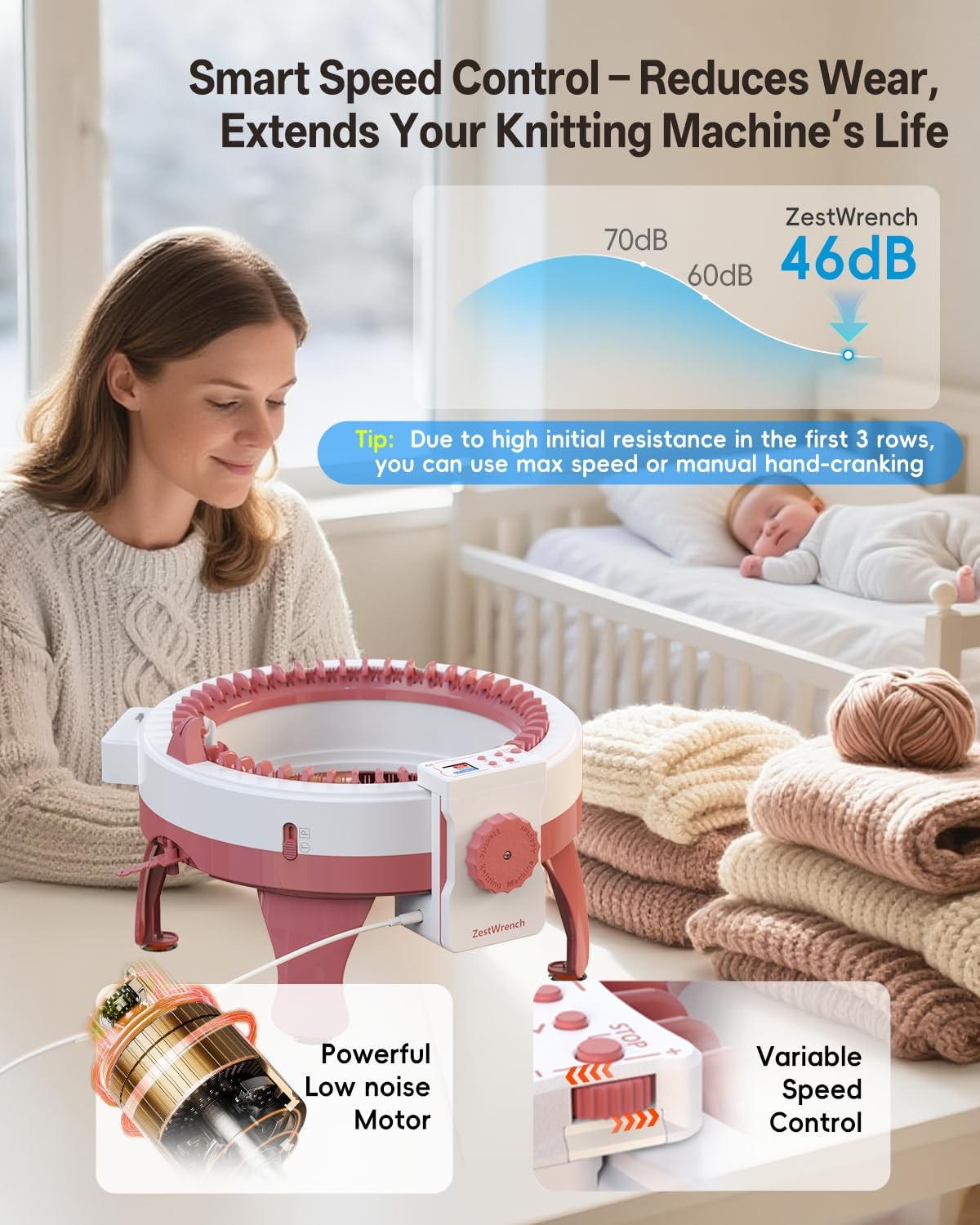 [2025 Upgraded] zestwrench Electric Knitting Machine Adapter for Sentro White
