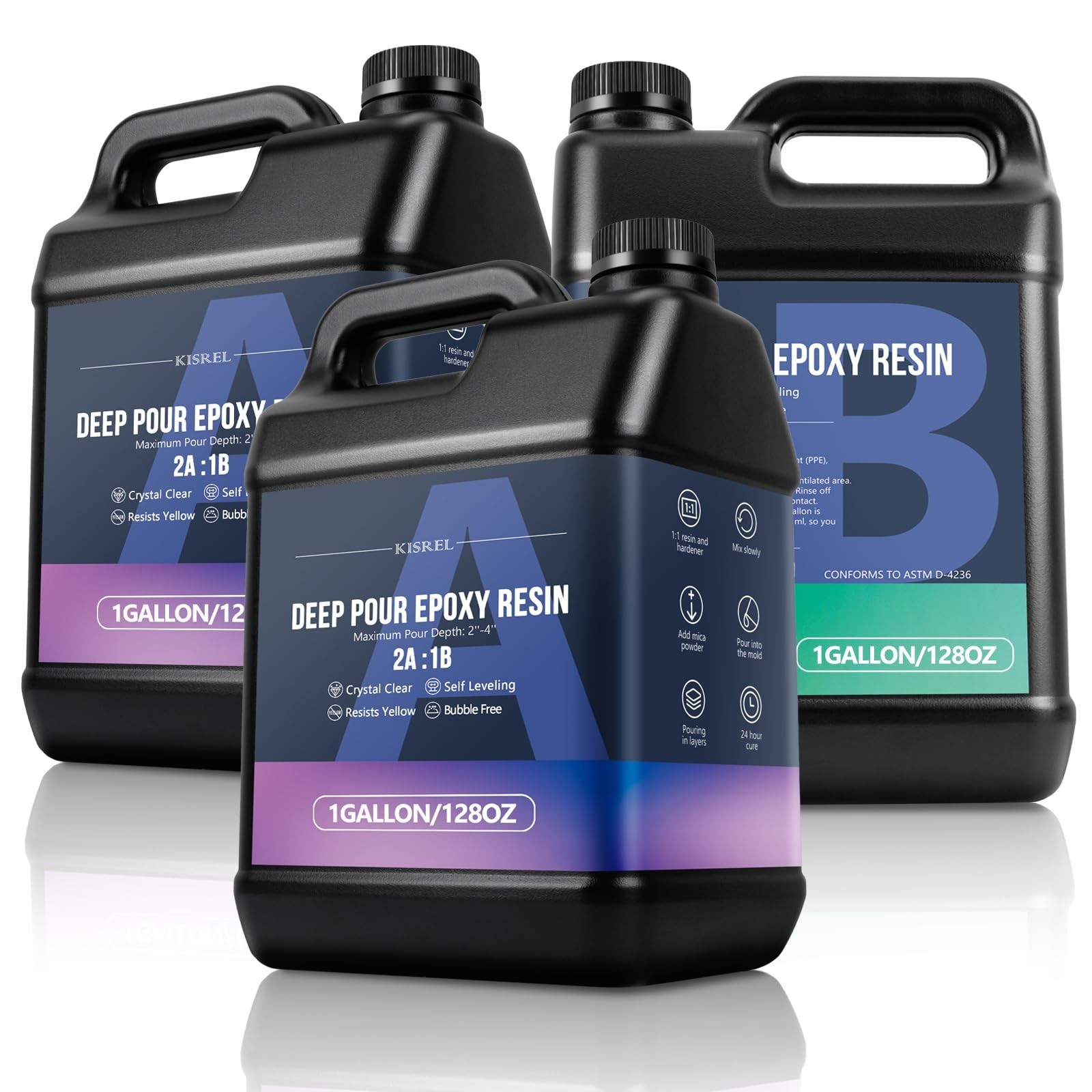 Deep Pour Epoxy Resin Kit 3 Gallon (2:1) – Bubble Free, Low Odor, Clear for Tabl