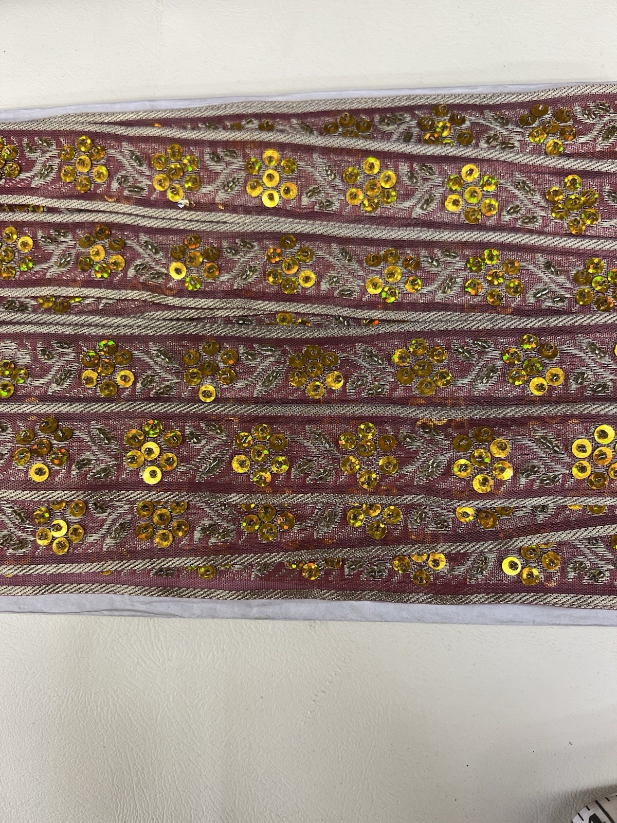 1 yard Dark red and yellow sequin ribbon trim #sequins #embellishments #party