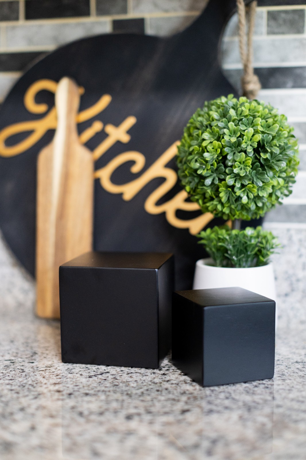 Black 4 Inch Solid Wood Block Cube 4x4x4 inches