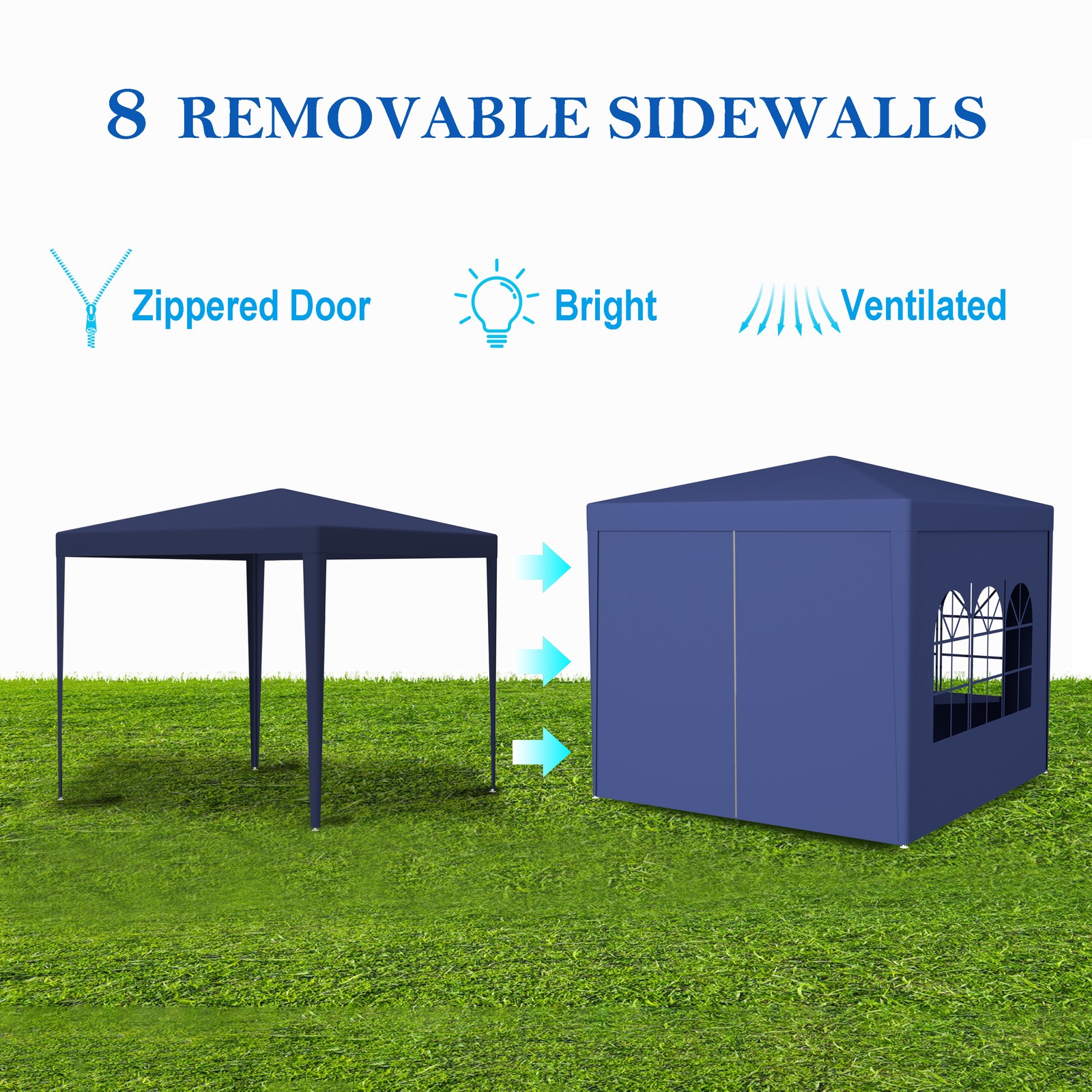 3 * 3m Spiral Tube Pergola Made of Blue PE Fabric, 10’x10 ‘ Party Tent