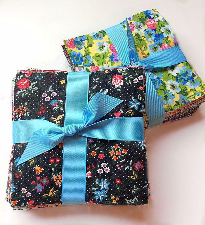 Vintage Florals pre cut charm pack 5″ squares fabric quilt scrap cotton 96 pcs