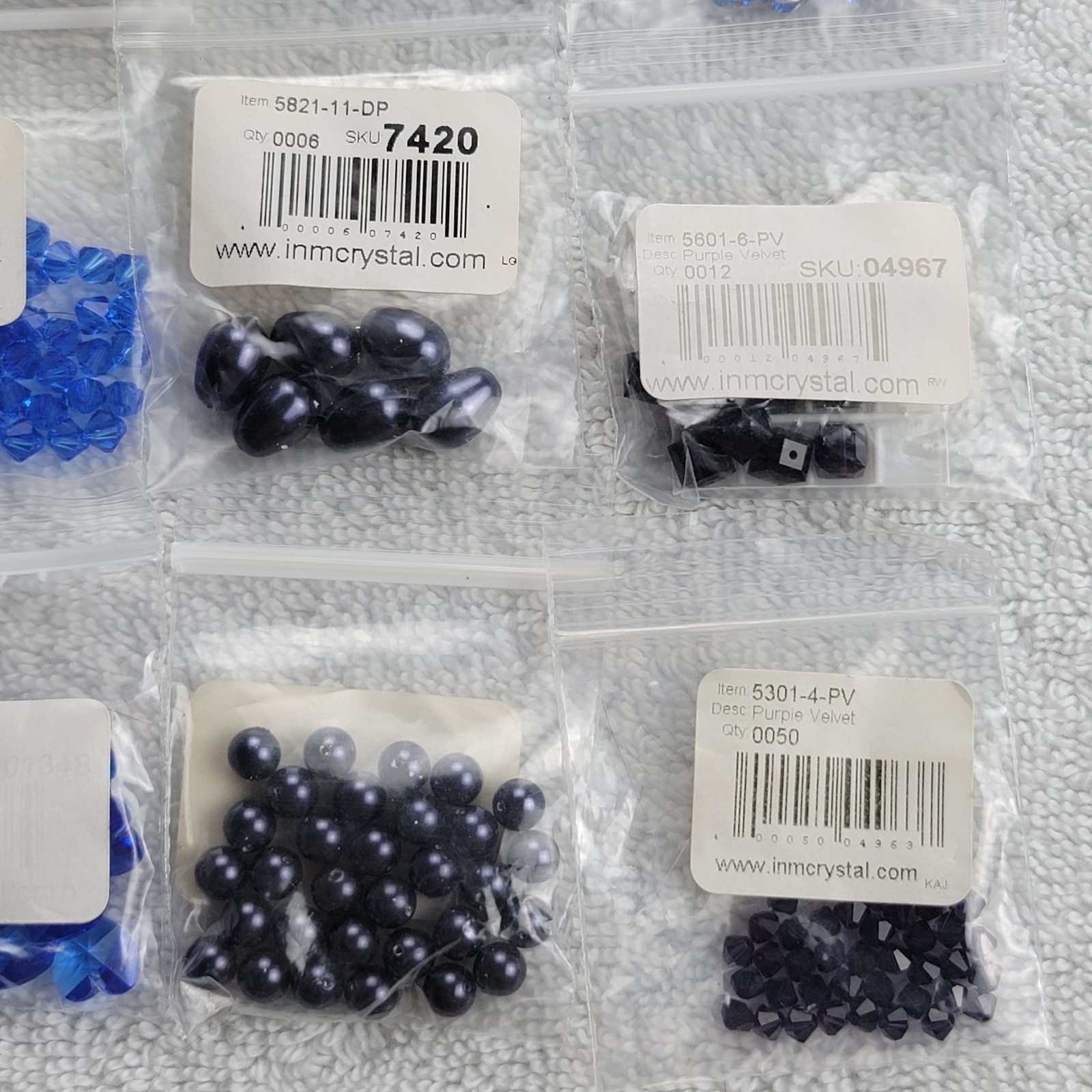 Swarovski Crystal Bead Lot Blue Sapphire AB Bicone Cube/Mixed Qty 5301 5328 5601