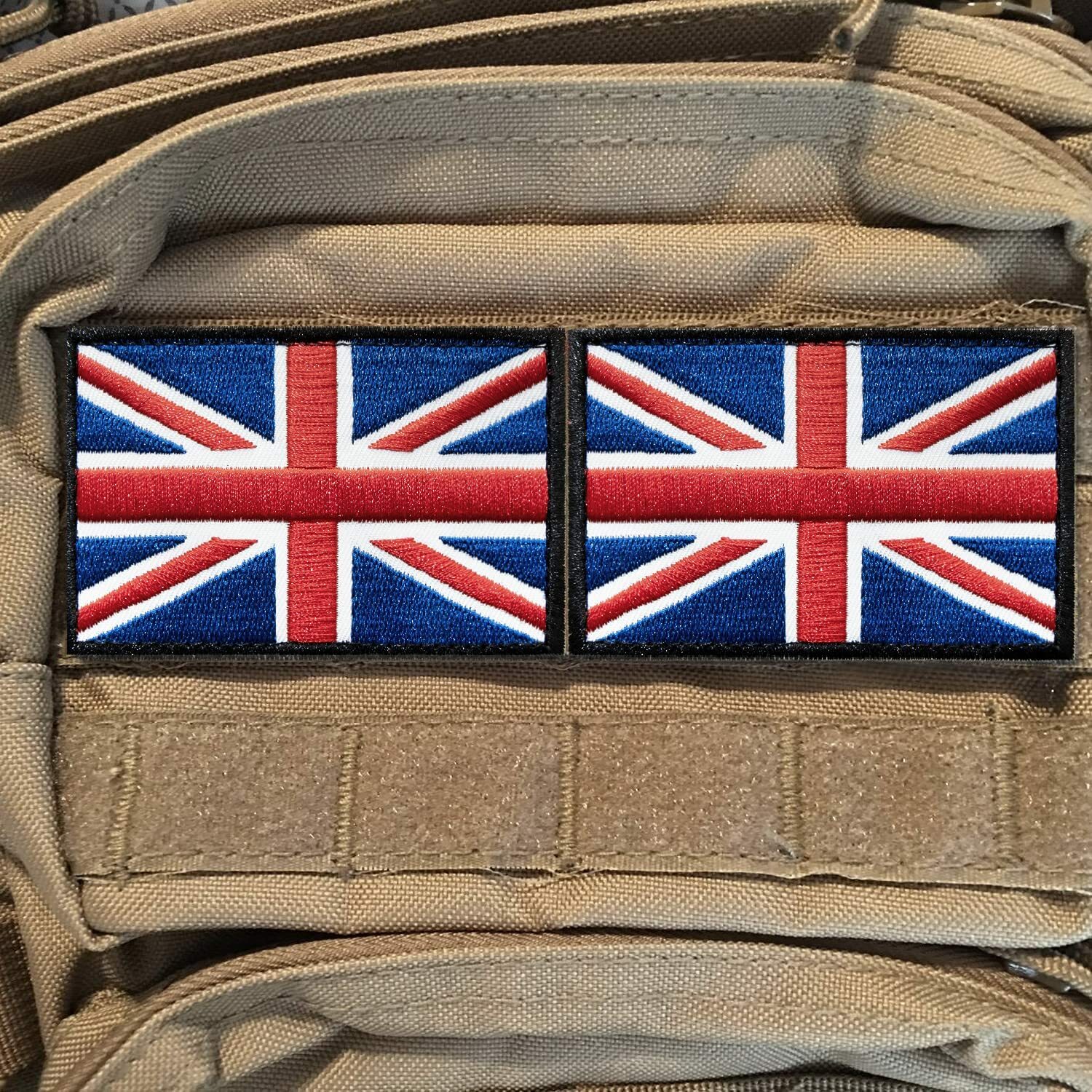 Anley Tactical United Kingdom Flag Embroidered Patches (2 Pack) – 2″x 3″ UK Flag