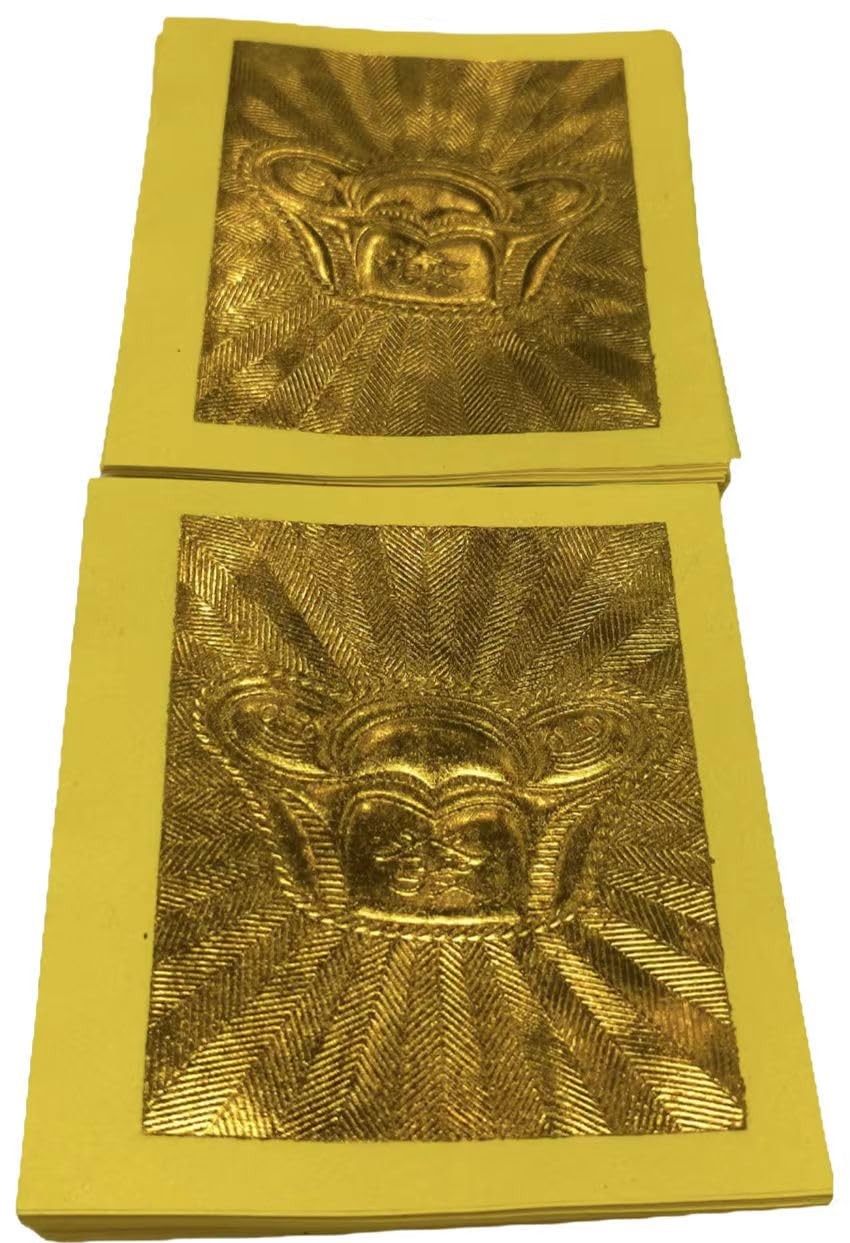 100 Pack Chinese Joss Paper Ancestor Money Gold Foil Yellow Craft Sheets