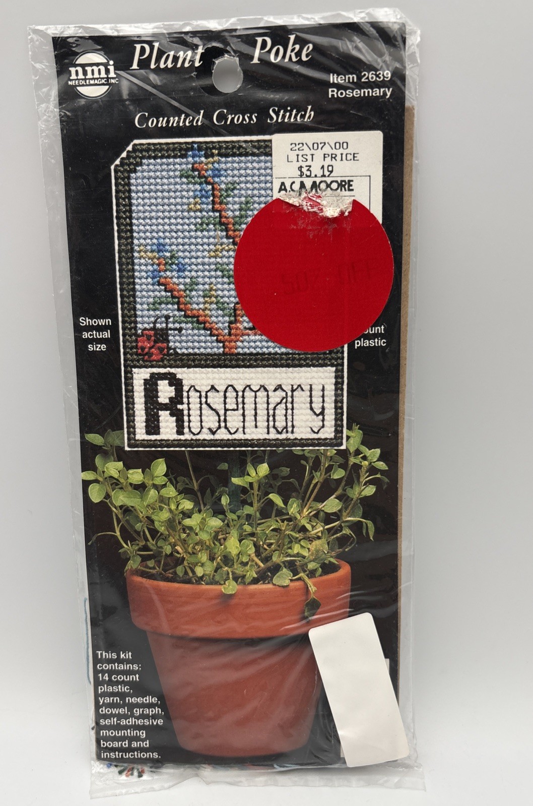 NMI Plant Poke Counted Cross Stitch Set Of 4: Rosemary, Oregano, Basil, Thyme