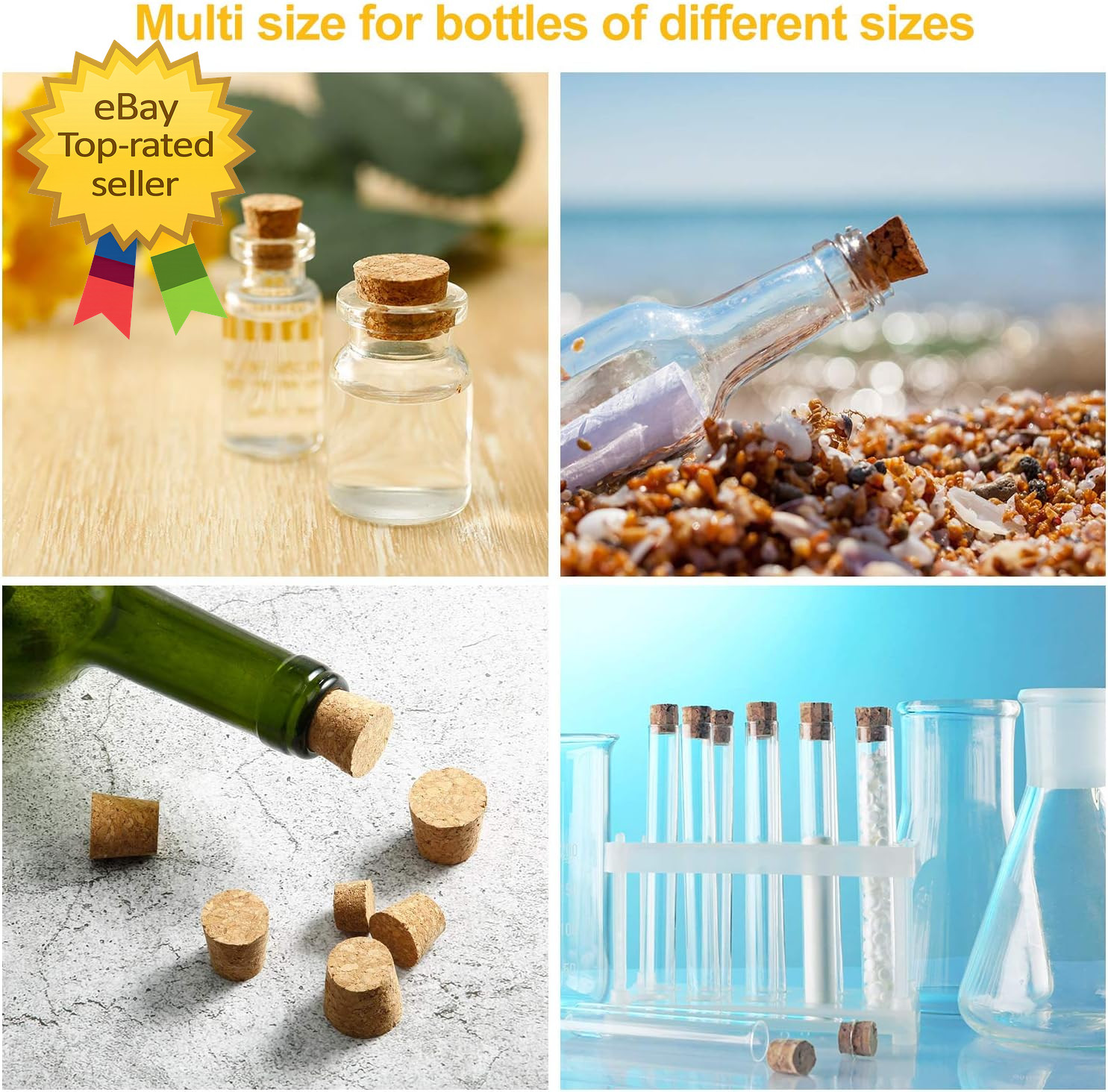 100 Pack Assorted Cork Stoppers Wine Bottle Corks Plugs 10 Sizes Replacement