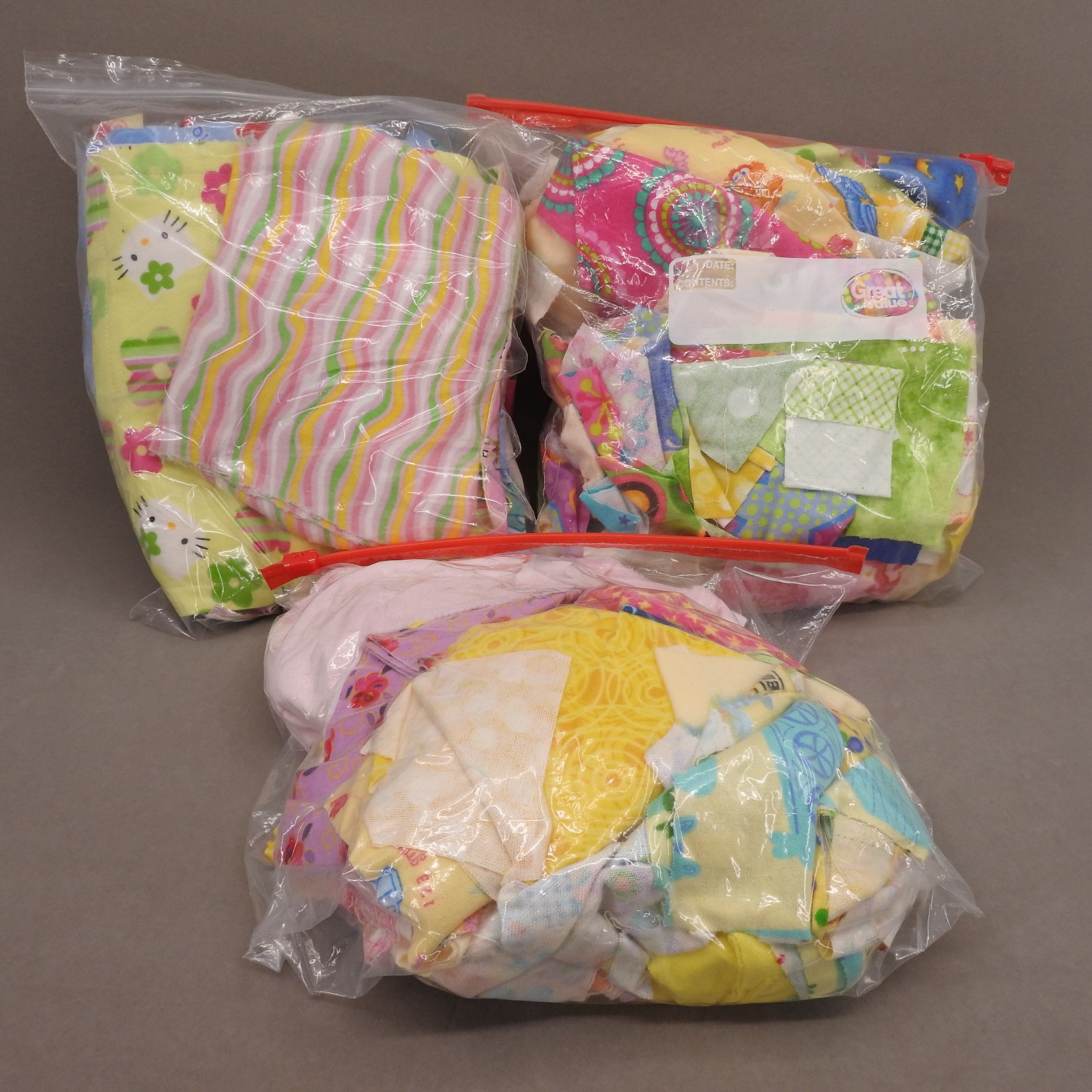 2+ lbs Cotton Flannel Fabric Scrap Destash Lot Squares Strips Cutouts Sewn Pcs