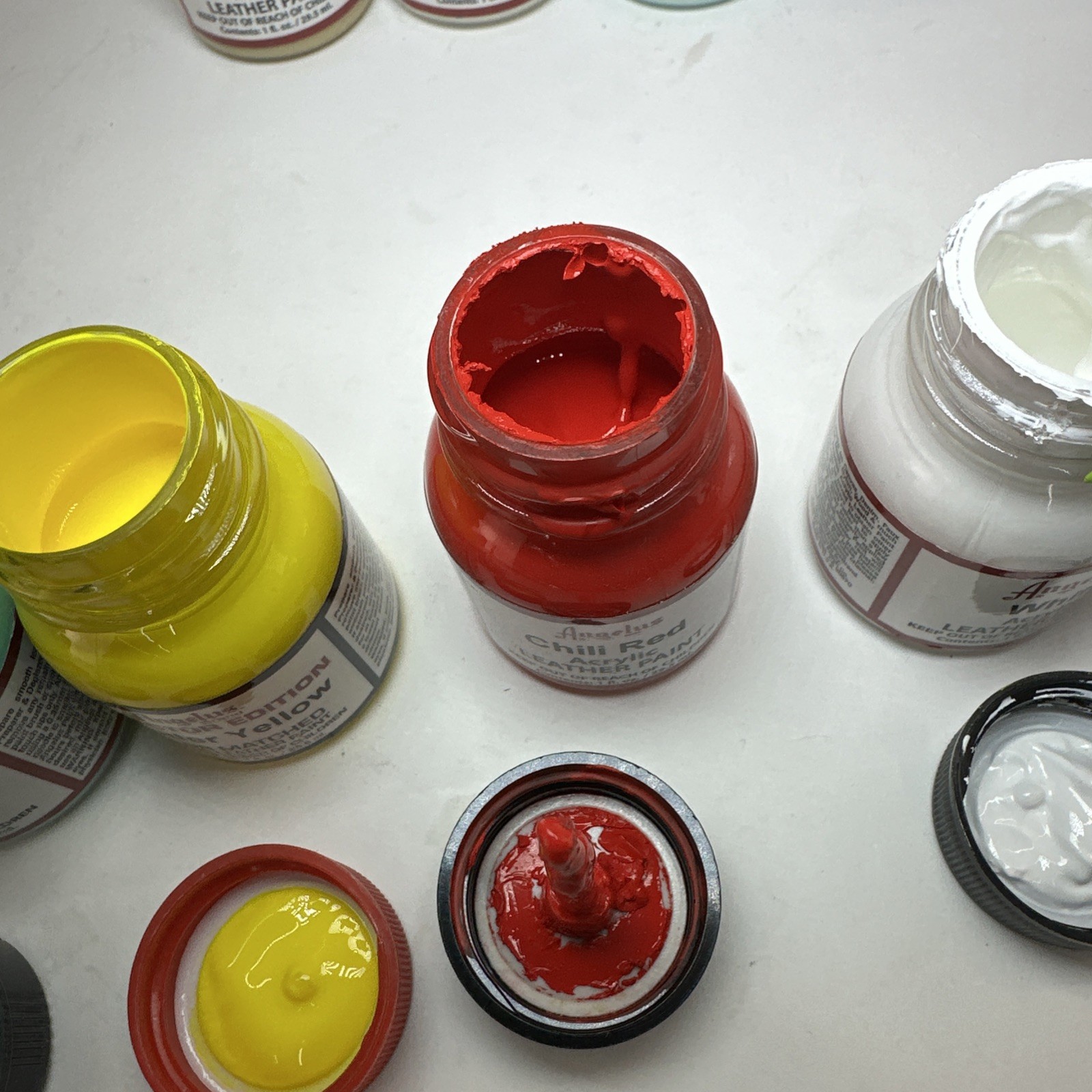 Angelus Acrylic Leather Paint Lot 20x 1oz Mixed Colors Used Sneaker Custom