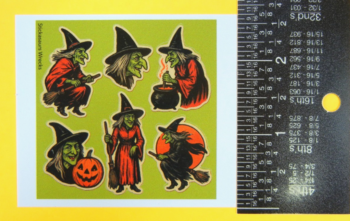 Vintage Style Halloween Witches Mini Sticker Sheet