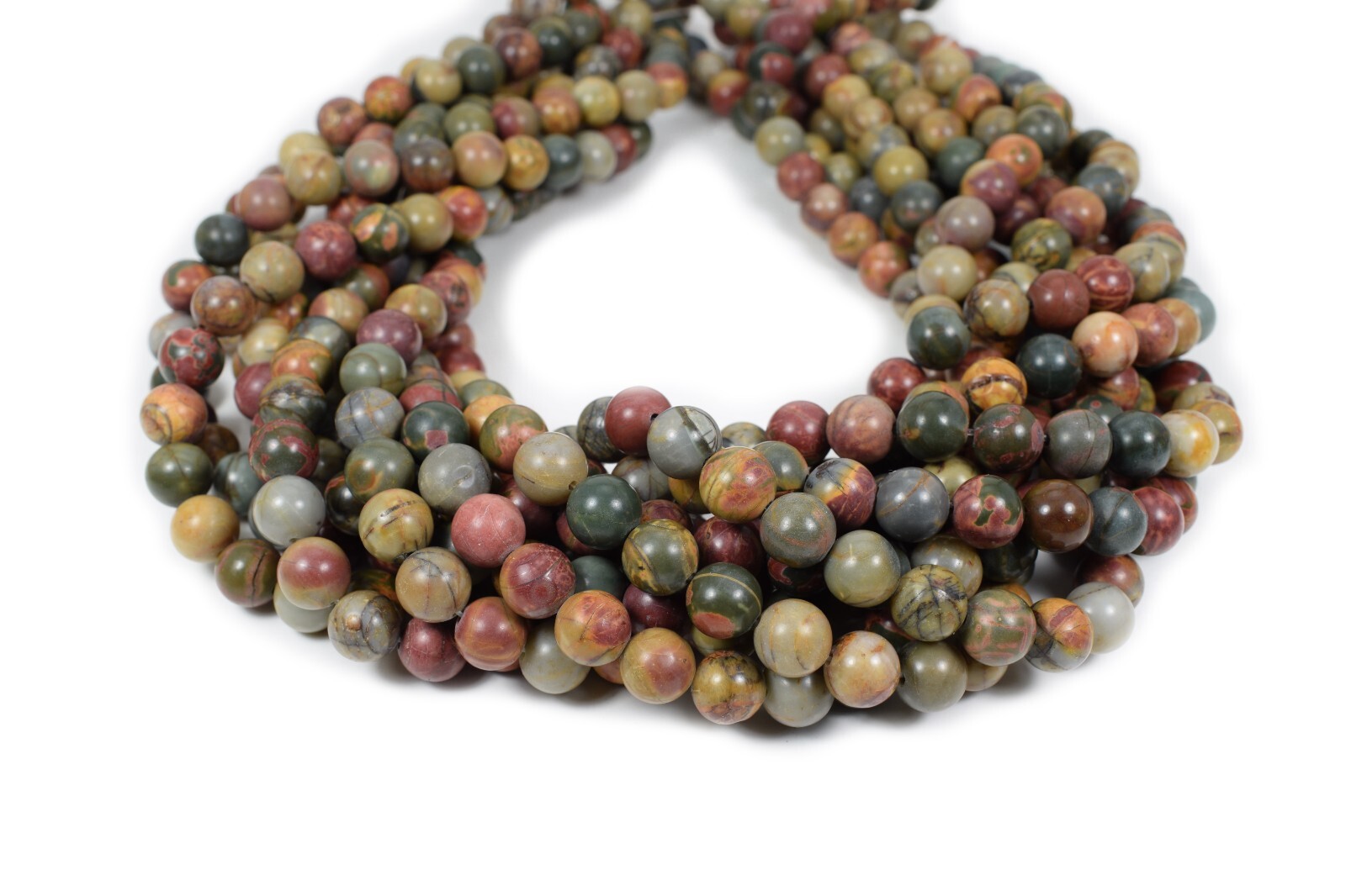 Natural Picasso Jasper Beads Round 15 inch Strand Gemstone 4mm 6mm 8mm 10mm 12mm