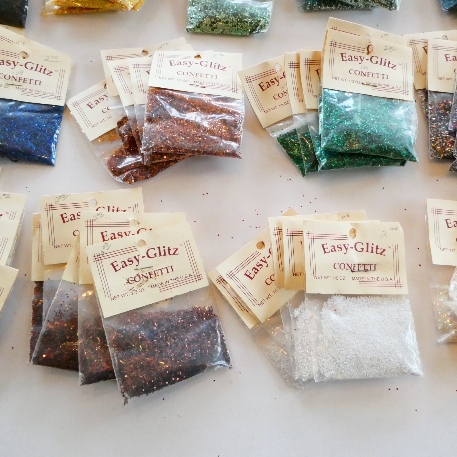 Vintage Glitter Easy-Glitz Confetti Hug Lot of 99 pkgs 0.3 oz each Made in USA