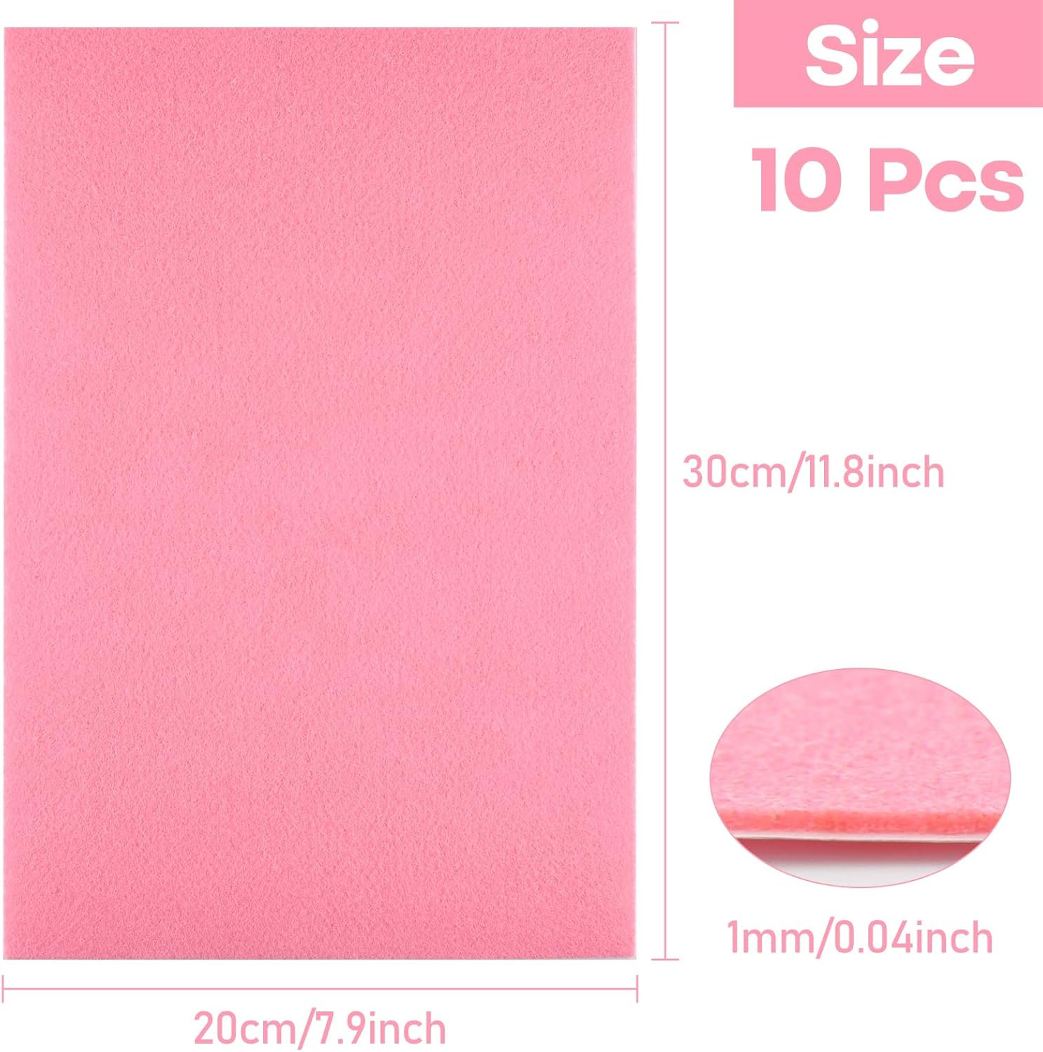 10 Pcs Pink Felt Fabric Sheets Self Adhesive Felt Sheets 8 x 12 Inches Felt Pape