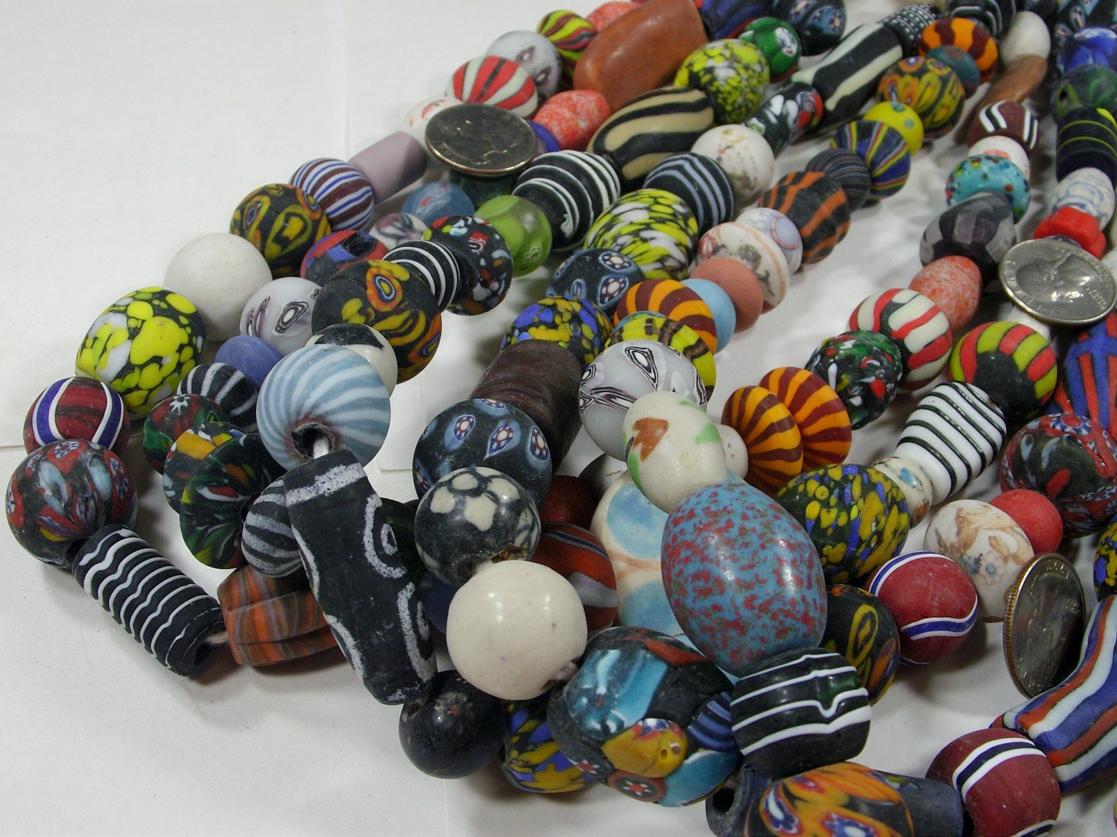 4 Strands 24″ India Handmade 2nd Quality Replica African Trade Beads (PO-9) ⭐