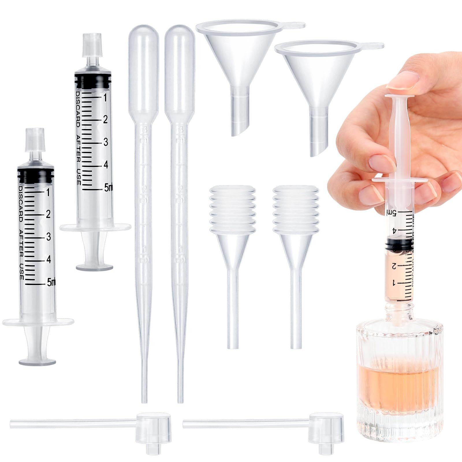 10pcs Perfume Refill Tool Kit,Plastic Dispenser 5ml/10pcs, Clear