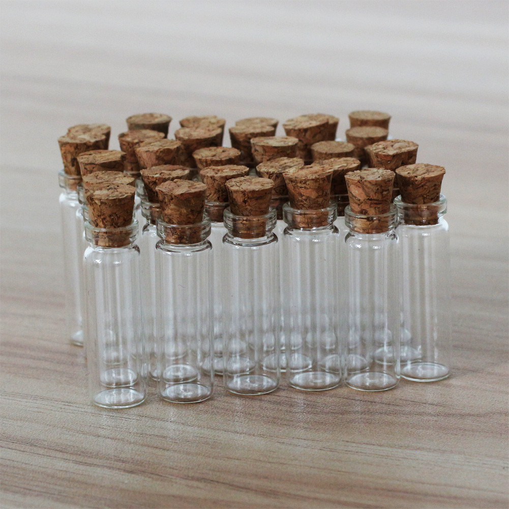 50/100/200Pcs 2ML Clear Glass Bottles with Corks Containers Jars Bottle Vials