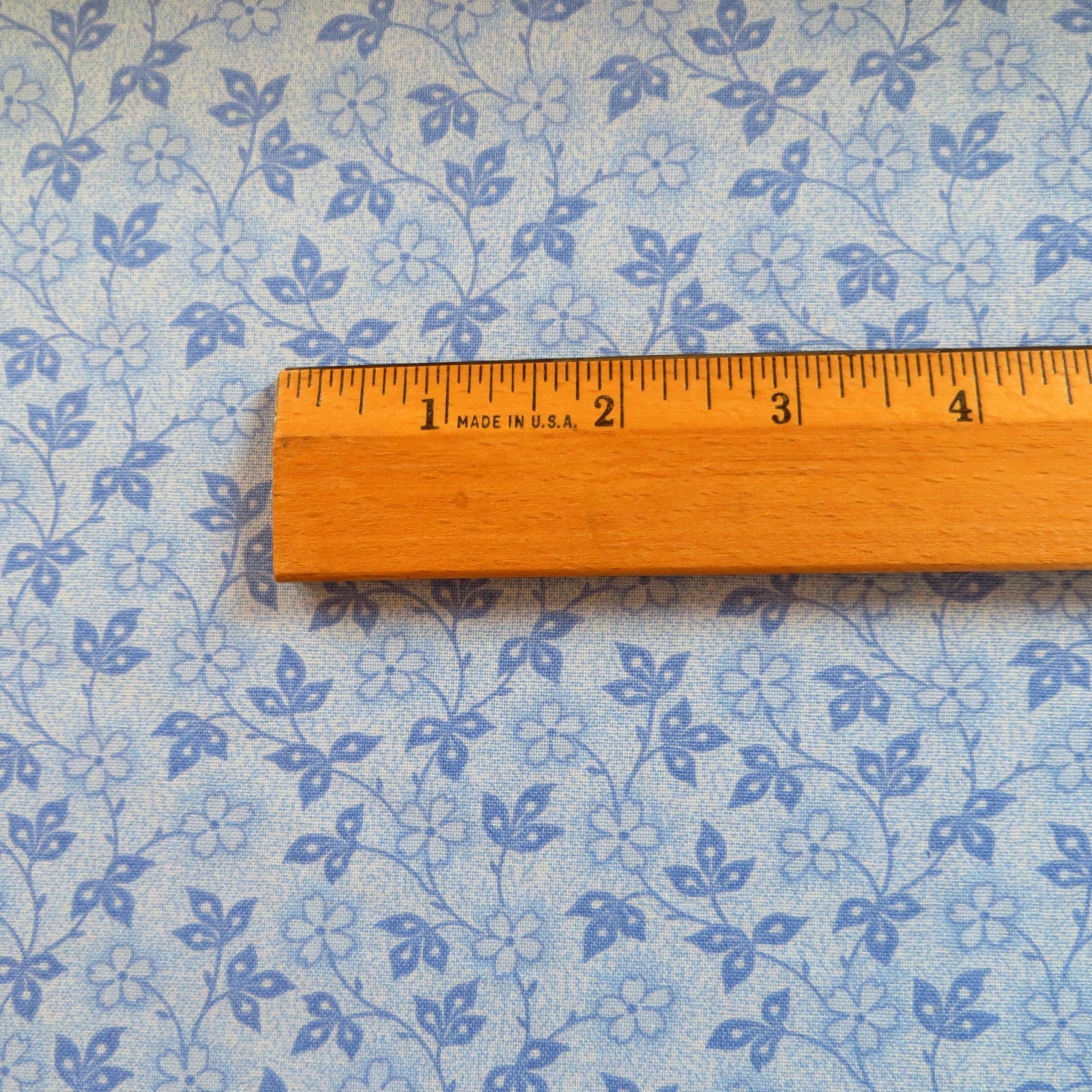 By The Yard, Tiny Leaves & Flowers Blue Cotton $3.99 Ships Any Amount Of Fabric.