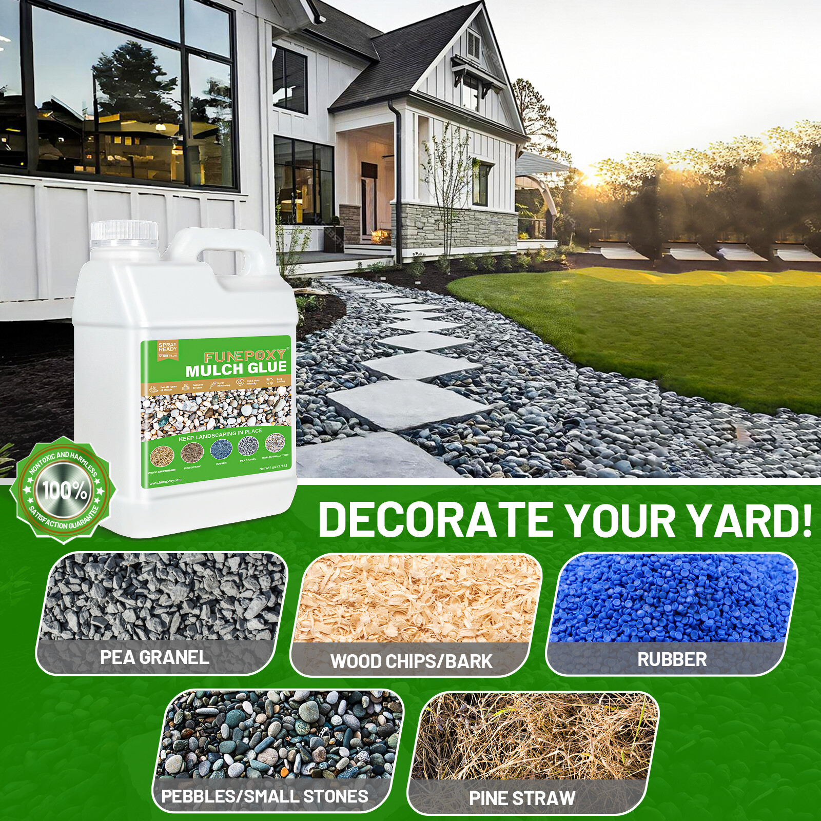 32OZ Mulch Resin or Landscaping, Rock Glue, Powerful Concentrated Sm Fast-Drying