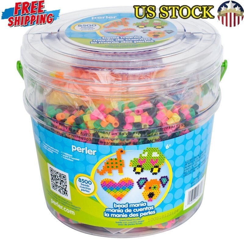 Kids Activity Bucket Fused Bead Craft Kit 8500 Pcs Multi Pegboards 6 Years & Up