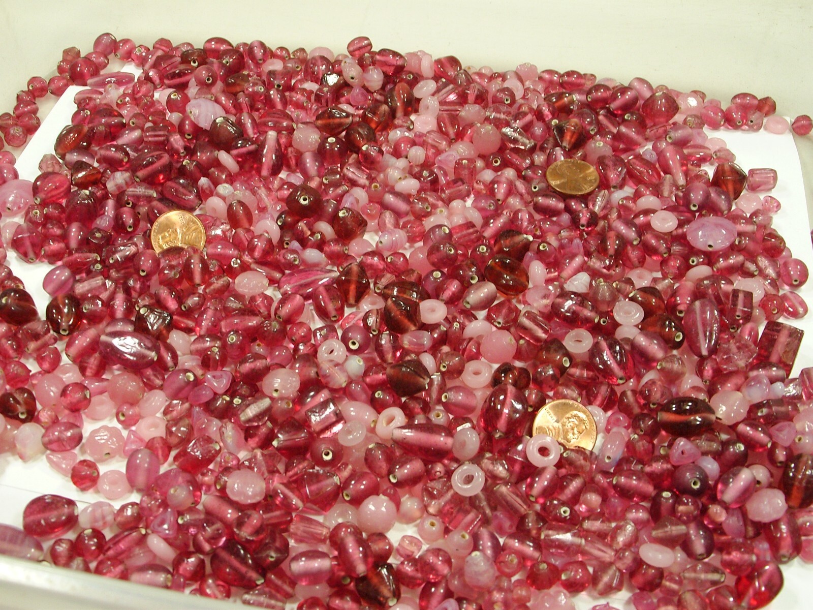 2 Pounds Assorted Shapes and Sizes India Handmade Pink Glass Beads Bulk (GV-3B)