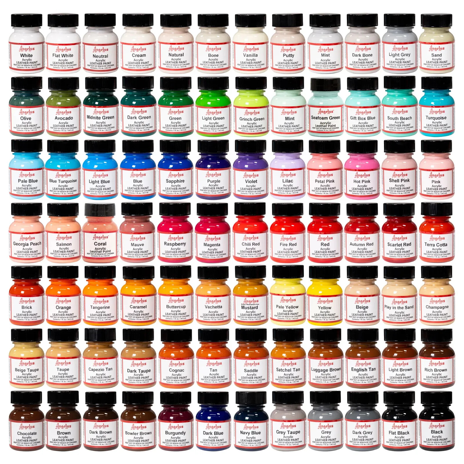 Angelus Brand Acrylic Leather Paint Waterproof all colors – 1 fl.oz