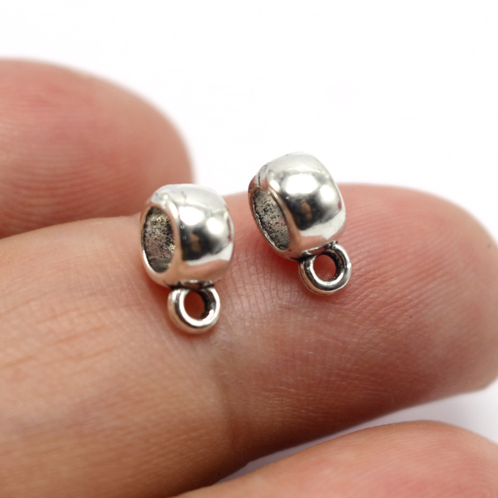 50 Tibetan Silver Smooth Bails 12X8mm Charm Beads Craft Pendant Hanger Links