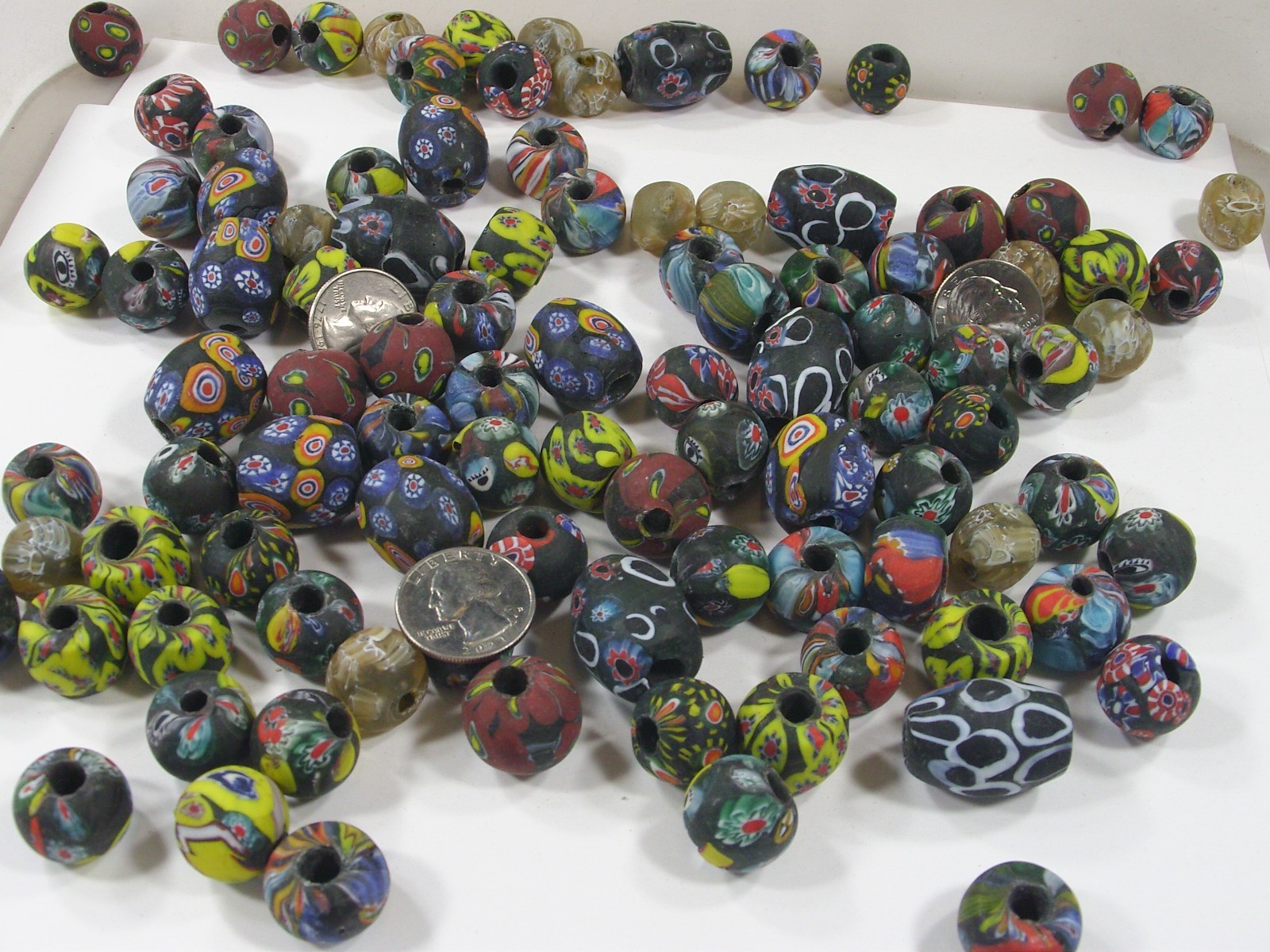 2 Pounds Assorted Shapes and Sizes India Handmade Replica Africa Beads (OLP-1)⭐