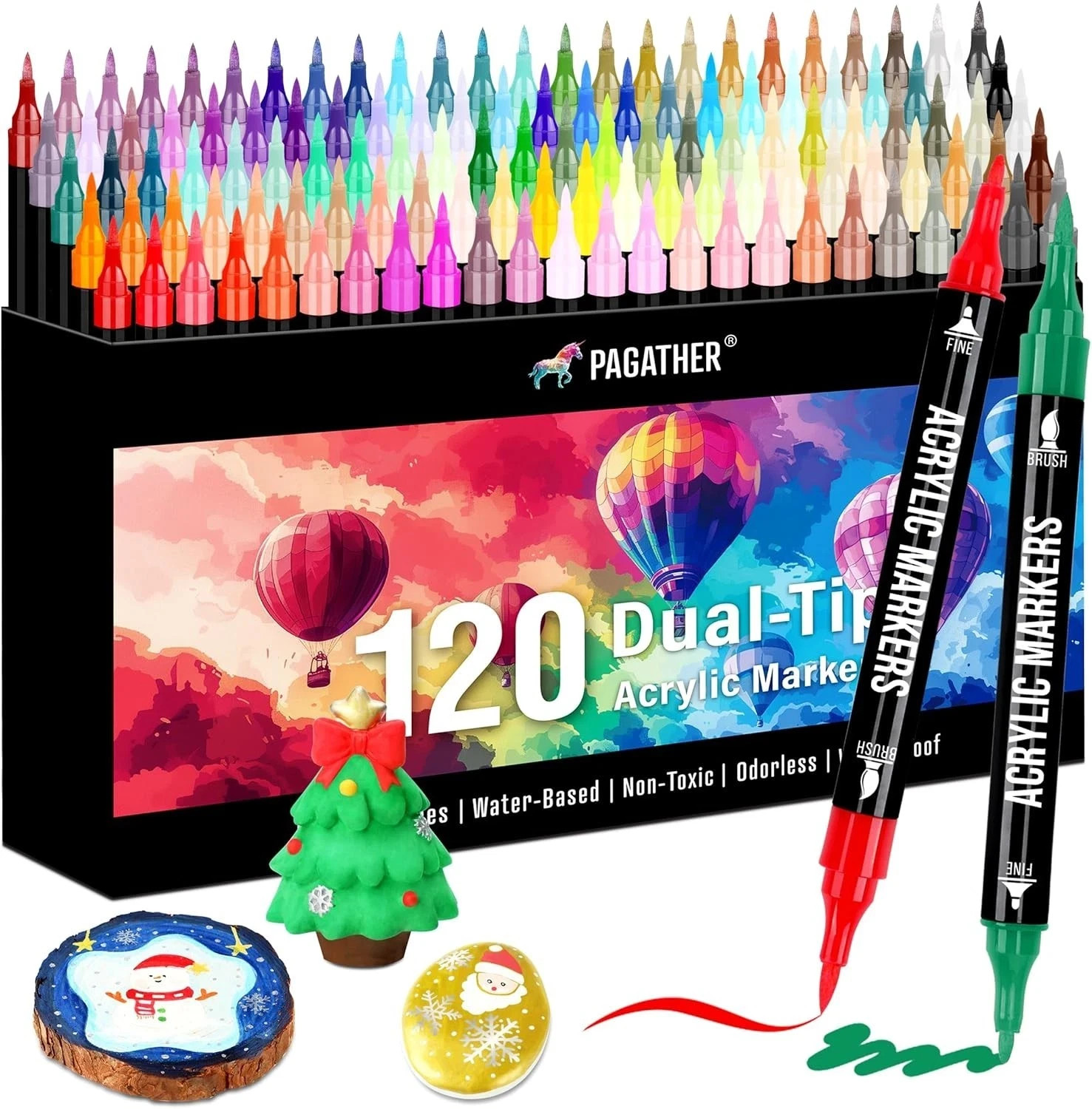 Pagather 120 Colors Dual Tip Acrylic Paint Markers, Waterproof, Box Set *NEW*