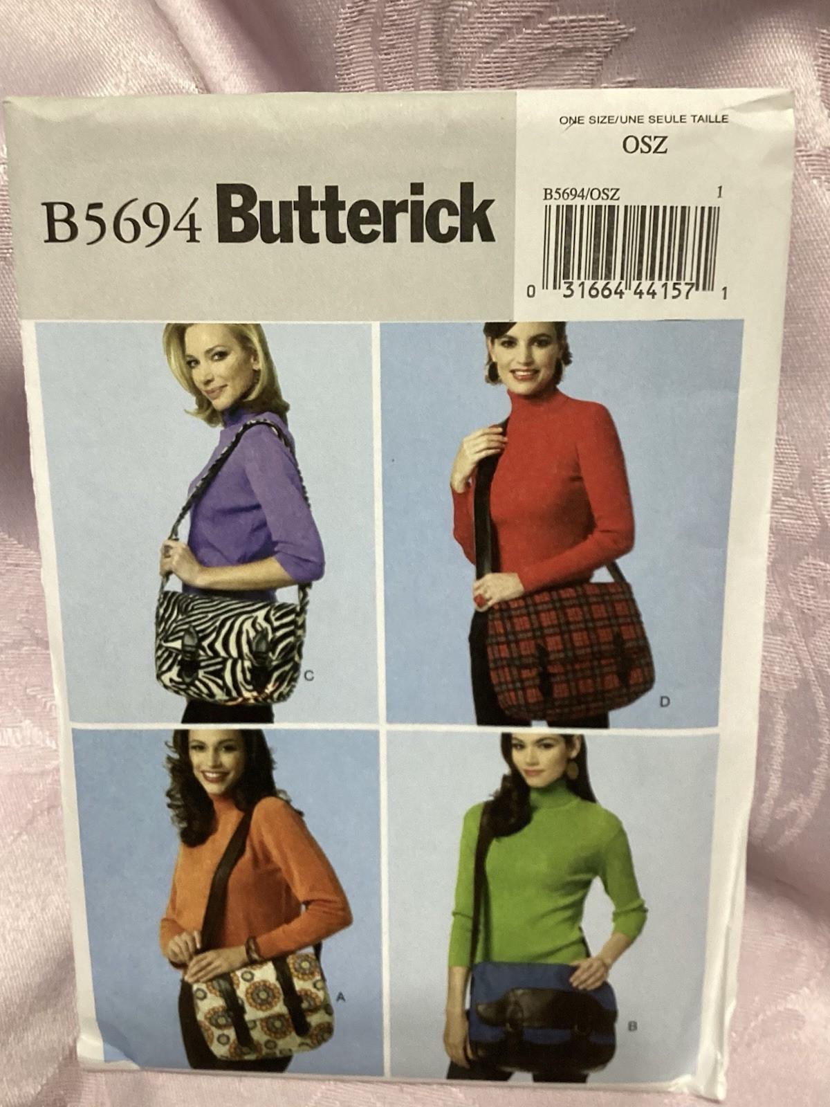 Butterick B5694 Messenger Bag Purse Sewing Pattern Unisex Adult -4 Sizes