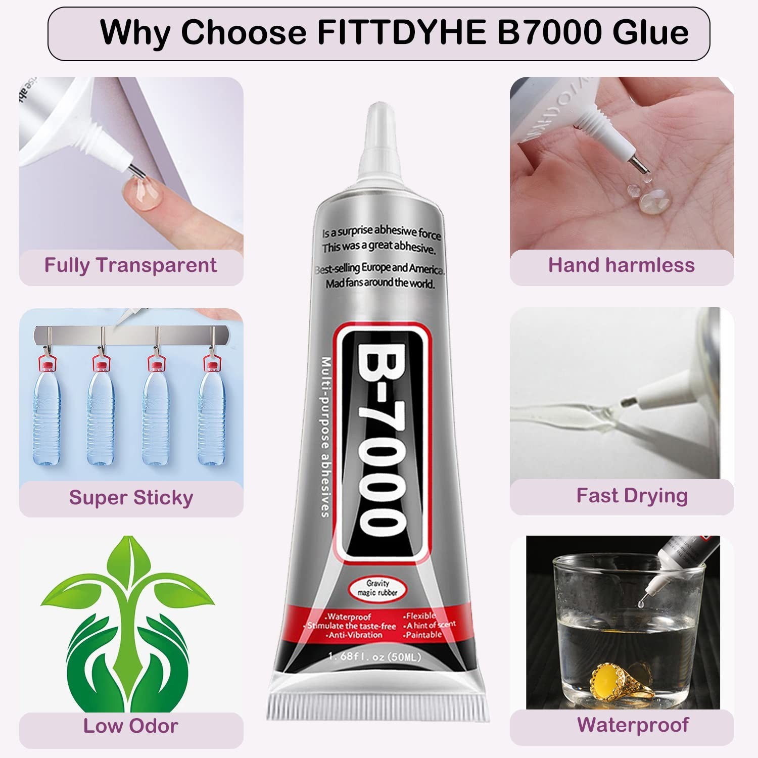 B7000 Jewelry Glue for Making, 1PCS 50ML/1.69 fl oz Clear Adhesive for Rhines…